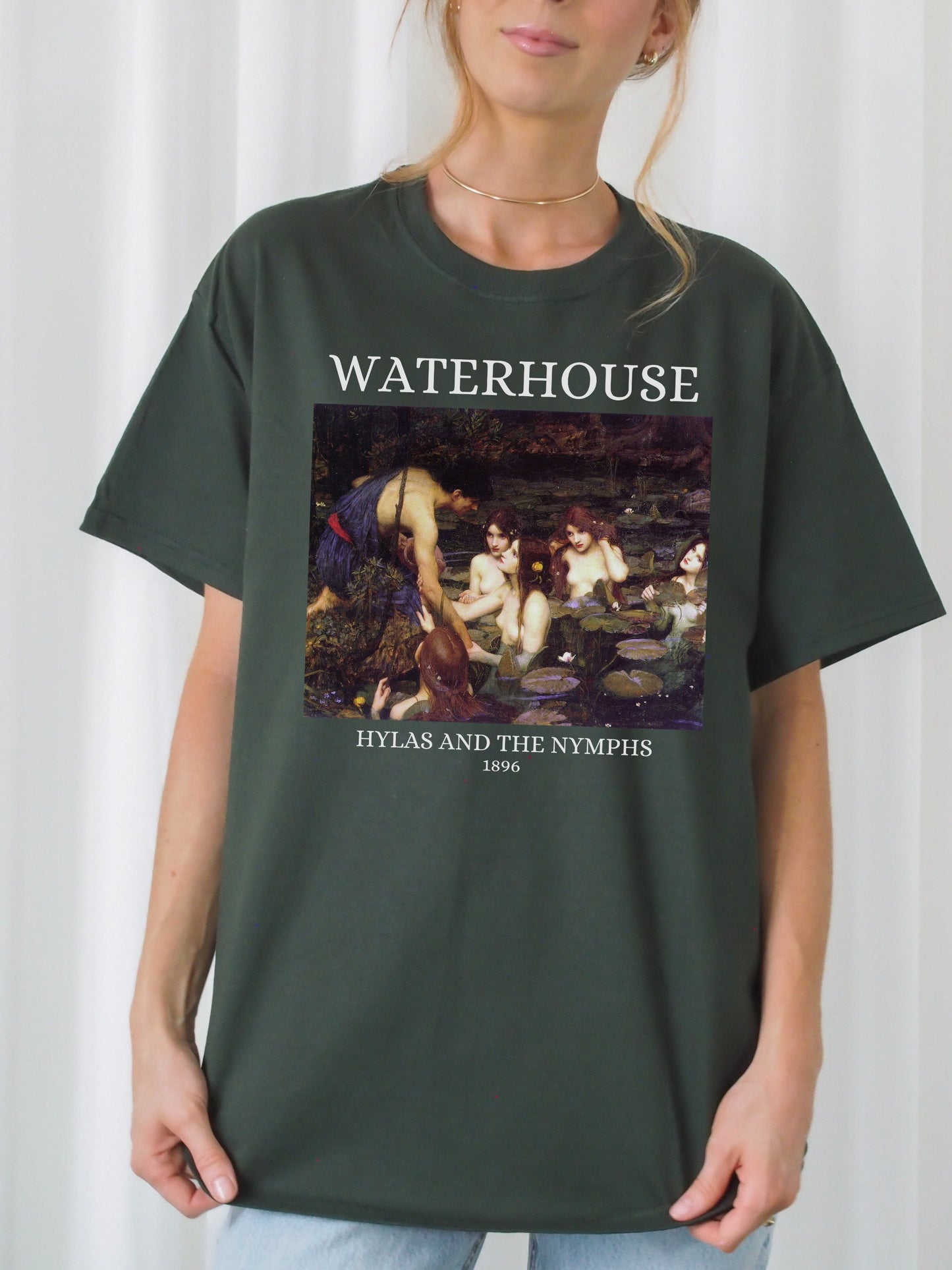 John William Waterhouse Hylas Nymphs Greek Classics Light Dark Academia Art History Tee Shirt Aesthetic Famous Painter Paintings Museum