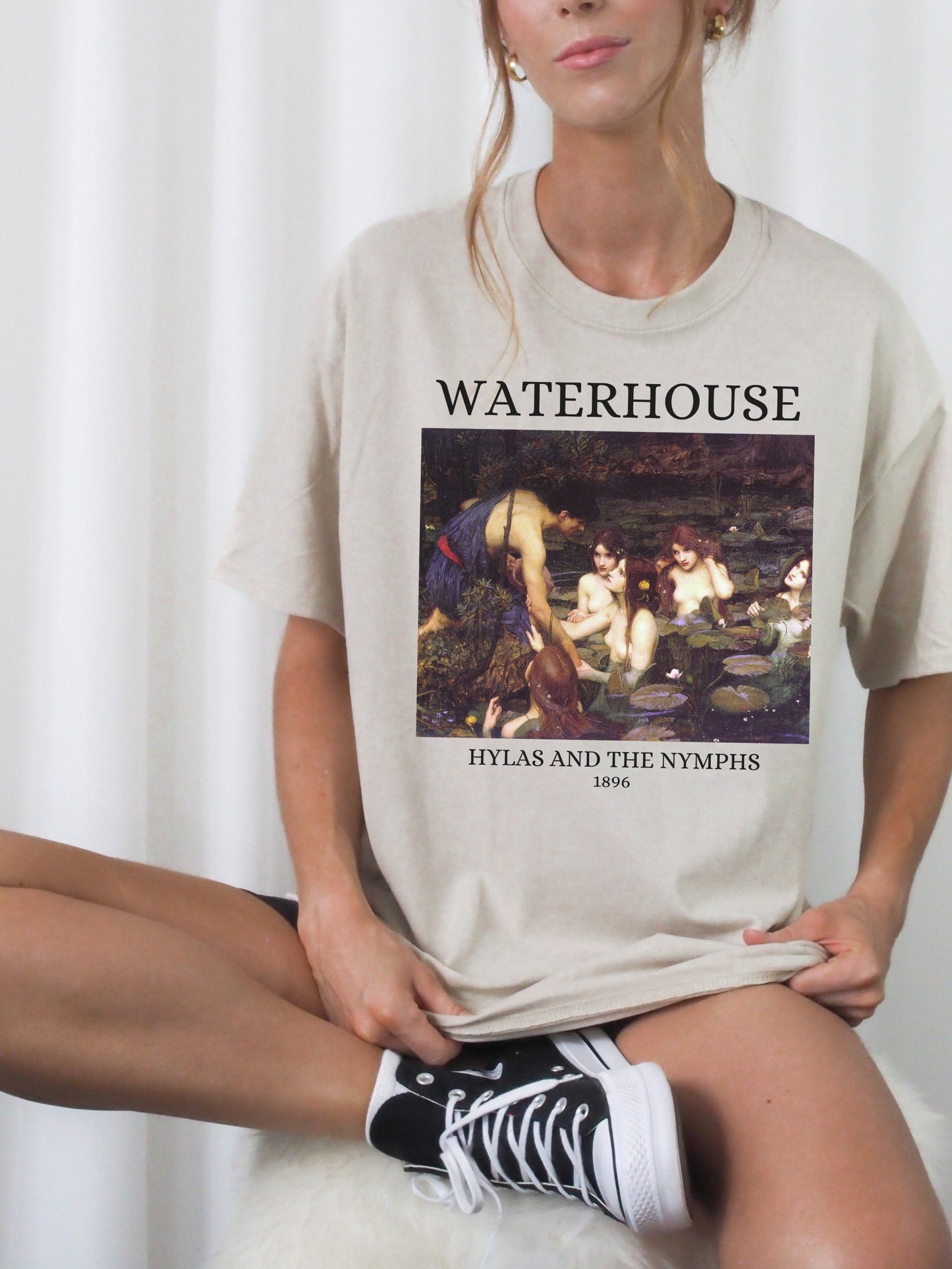 John William Waterhouse Hylas Nymphs Greek Classics Light Dark Academia Art History Tee Shirt Aesthetic Famous Painter Paintings Museum