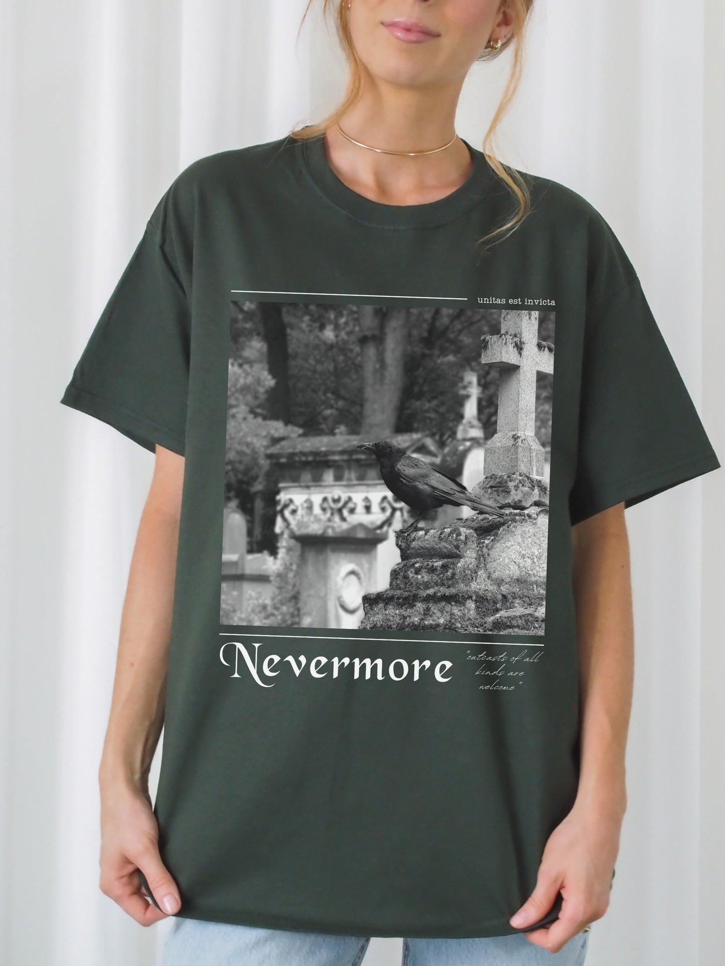 Edgar Allan Poe Nevermore Raven Dark Academy Academia Poet Literature Tee Shirt Tshirt * Goth Witchy Clothes * Christmas Gift Ideas