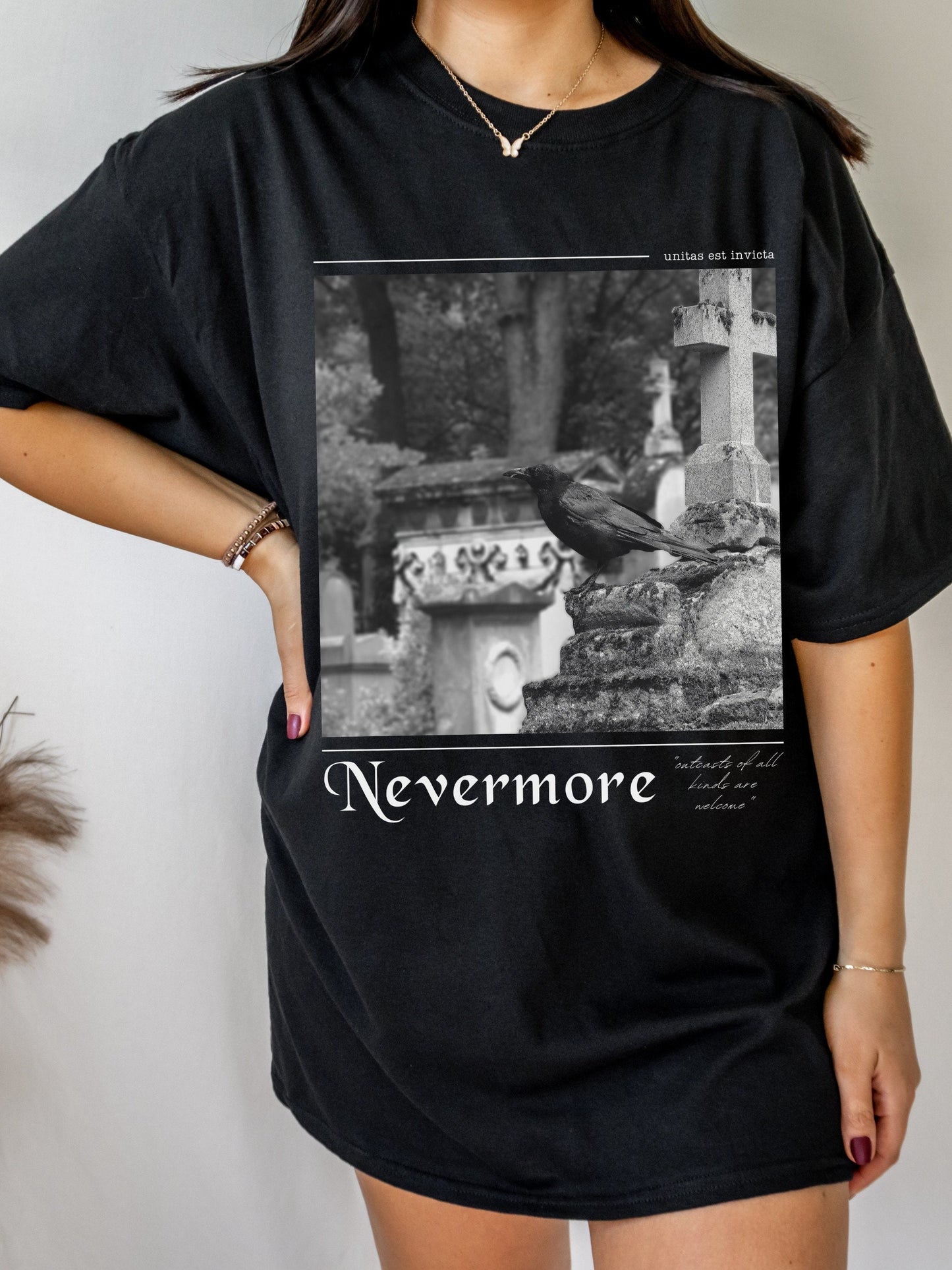 Edgar Allan Poe Nevermore Raven Dark Academy Academia Poet Literature Tee Shirt Tshirt * Goth Witchy Clothes * Christmas Gift Ideas