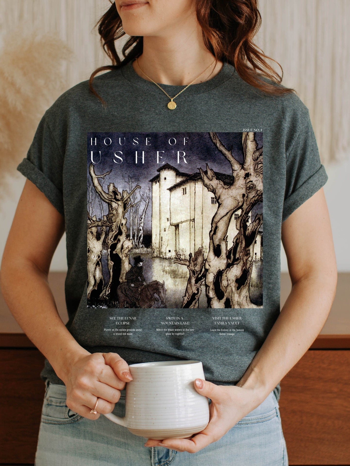 Edgar Allan Poe House of Usher Tee Shirt Tshirt * Literature Literary Bookish Shirt * Bookworm Christmas Gift * Goth Dark Academia Raven