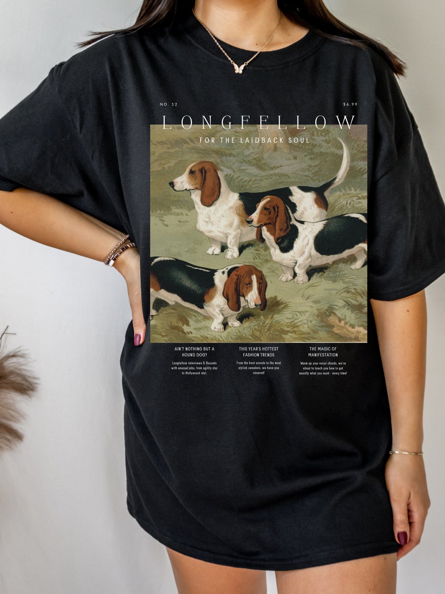 Basset Hound Dog Lover Tee Shirt Tshirt * Vintage Retro Aesthetic Minimalist oversized graphic tee