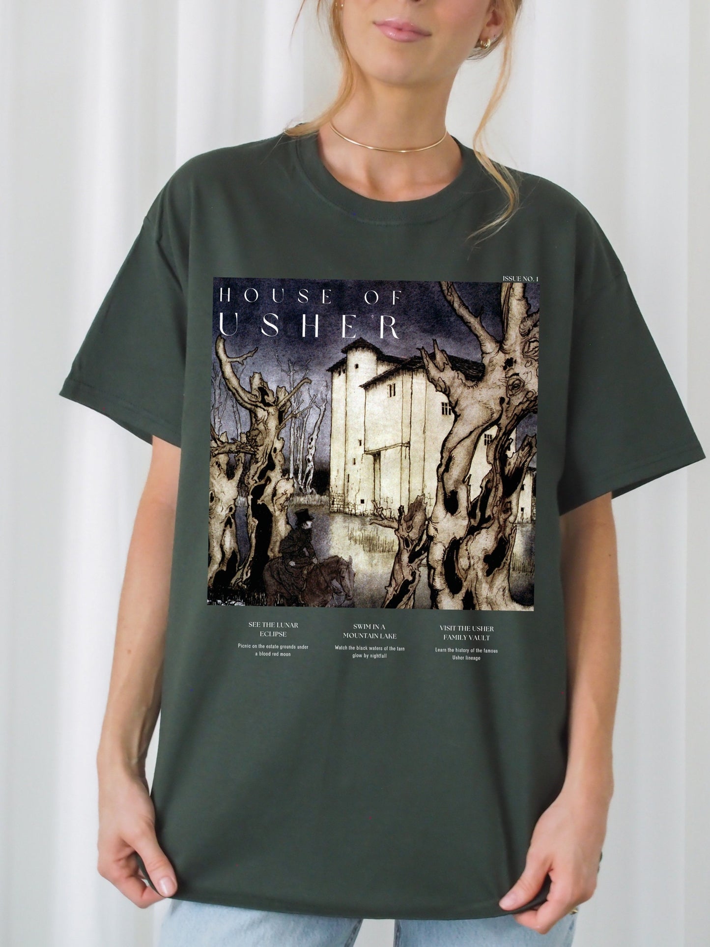 Edgar Allan Poe House of Usher Tee Shirt Tshirt * Literature Literary Bookish Shirt * Bookworm Christmas Gift * Goth Dark Academia Raven