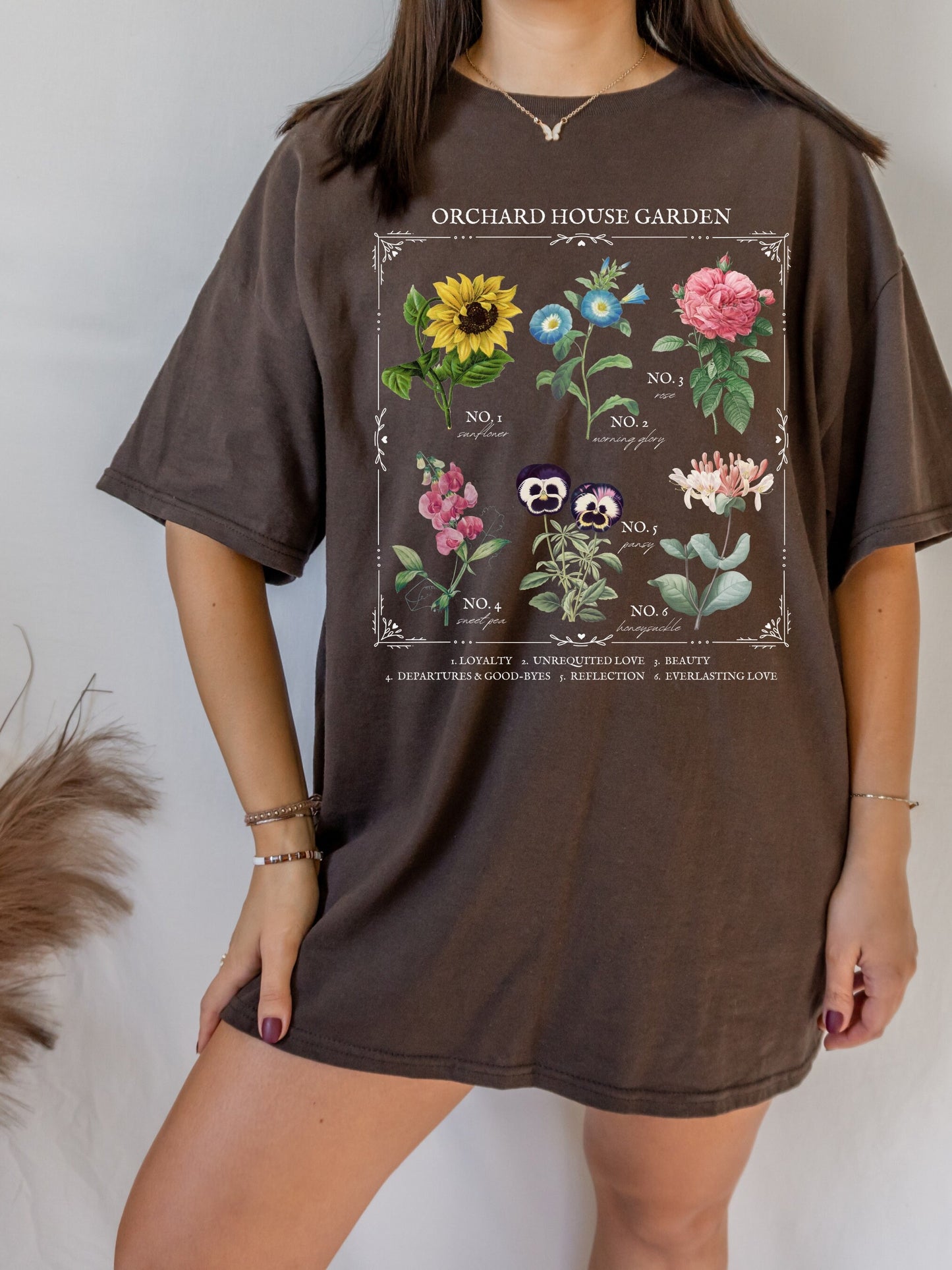 Little Women March Sisters Flower Chart Tee Shirt Tshirt * Orchard House Wild Flower Botanical Language of Flowers Cottagecore Shirt