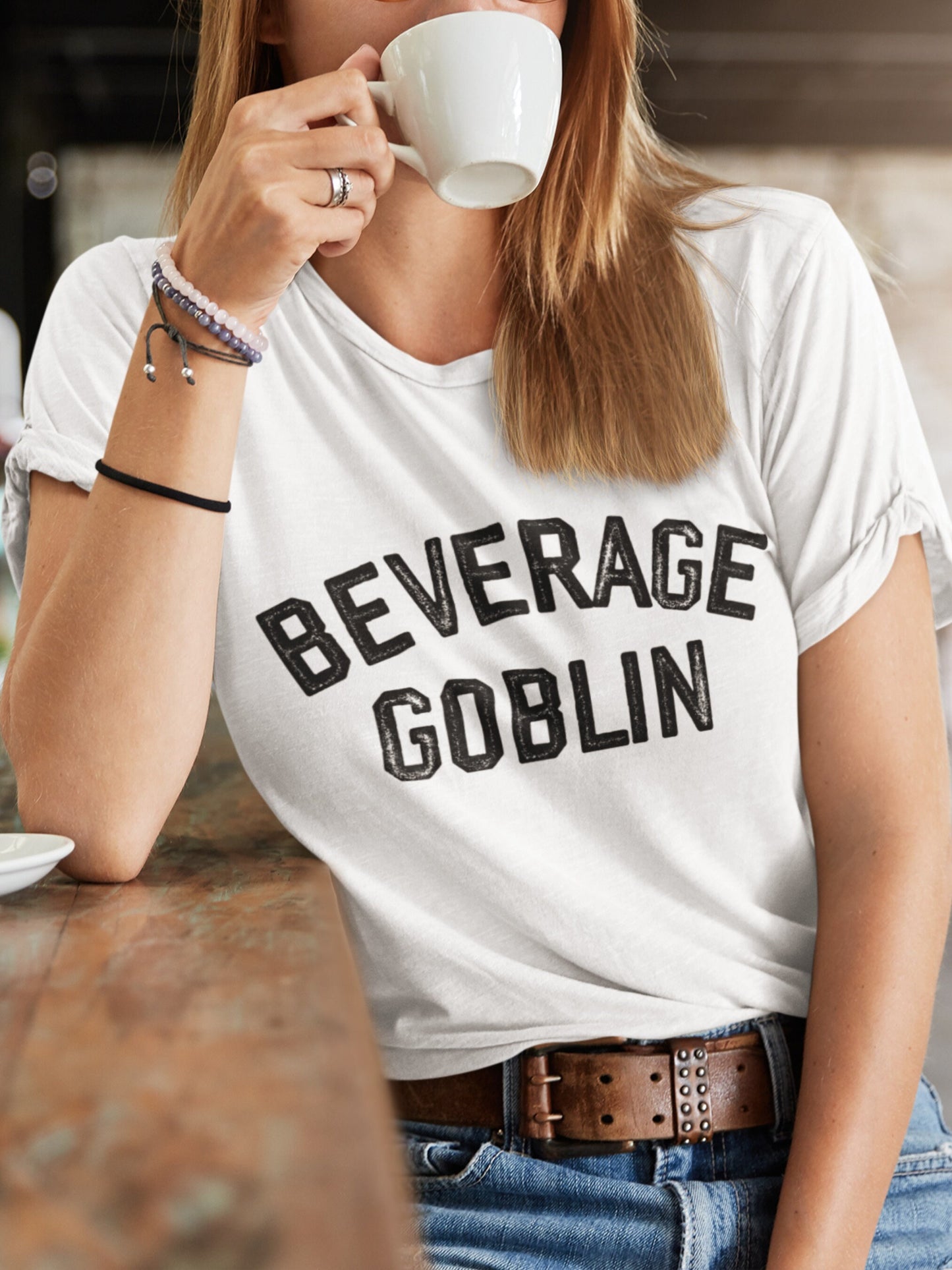 Beverage Goblin Varsity Tshirt * Holiday Birthday Gift Idea for Her * Oversized Graphic Trendy Tee Shirt * Gamer Gift * Coffee Wine Lover