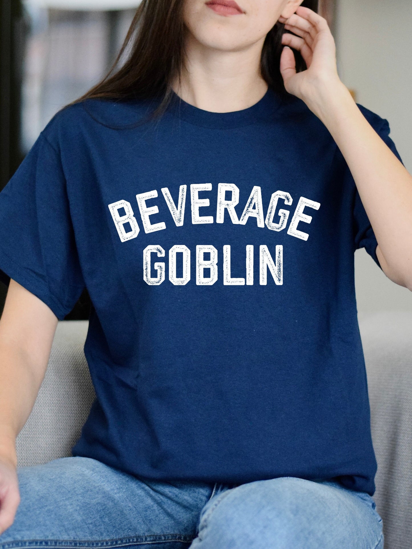Beverage Goblin Varsity Tshirt * Holiday Birthday Gift Idea for Her * Oversized Graphic Trendy Tee Shirt * Gamer Gift * Coffee Wine Lover