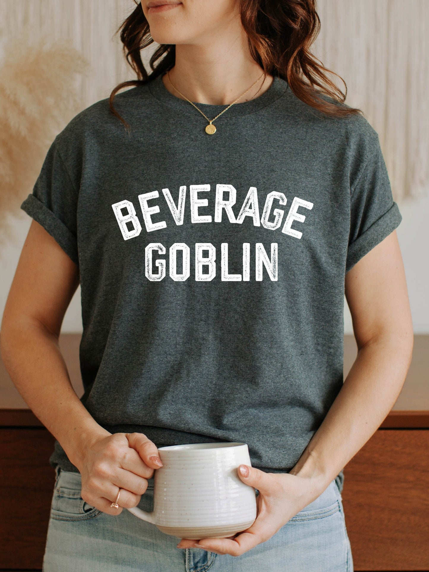 Beverage Goblin Varsity Tshirt * Holiday Birthday Gift Idea for Her * Oversized Graphic Trendy Tee Shirt * Gamer Gift * Coffee Wine Lover
