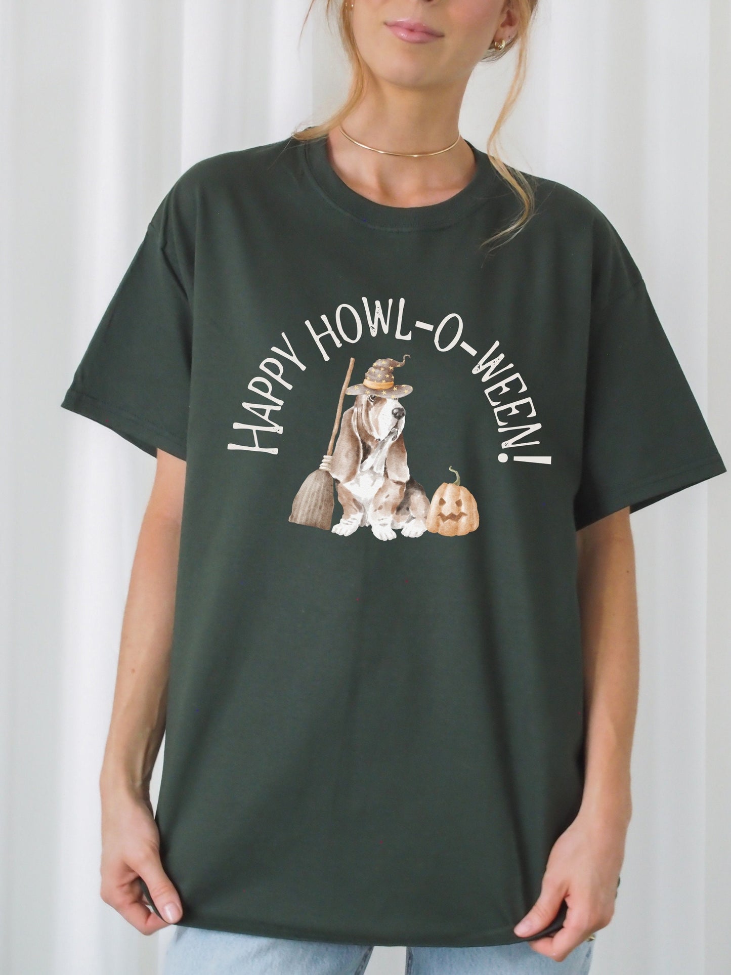 Basset Hound Halloween Dog Lover Tee Shirt Tshirt * Fall Aesthetic Boo Ghost Spooky Witch Pumpkin Trick or Treat Howl-o-ween * Dog Mom Gift