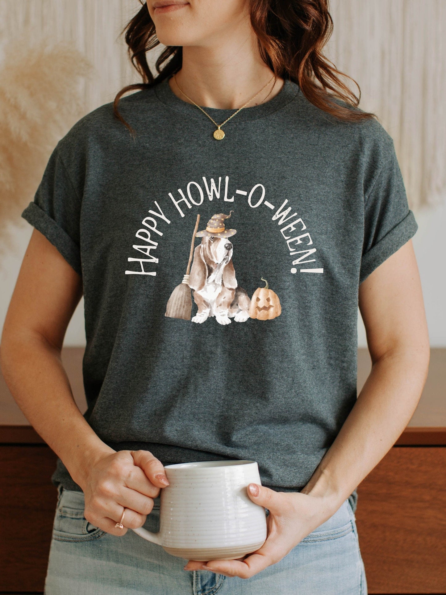 Basset Hound Halloween Dog Lover Tee Shirt Tshirt * Fall Aesthetic Boo Ghost Spooky Witch Pumpkin Trick or Treat Howl-o-ween * Dog Mom Gift