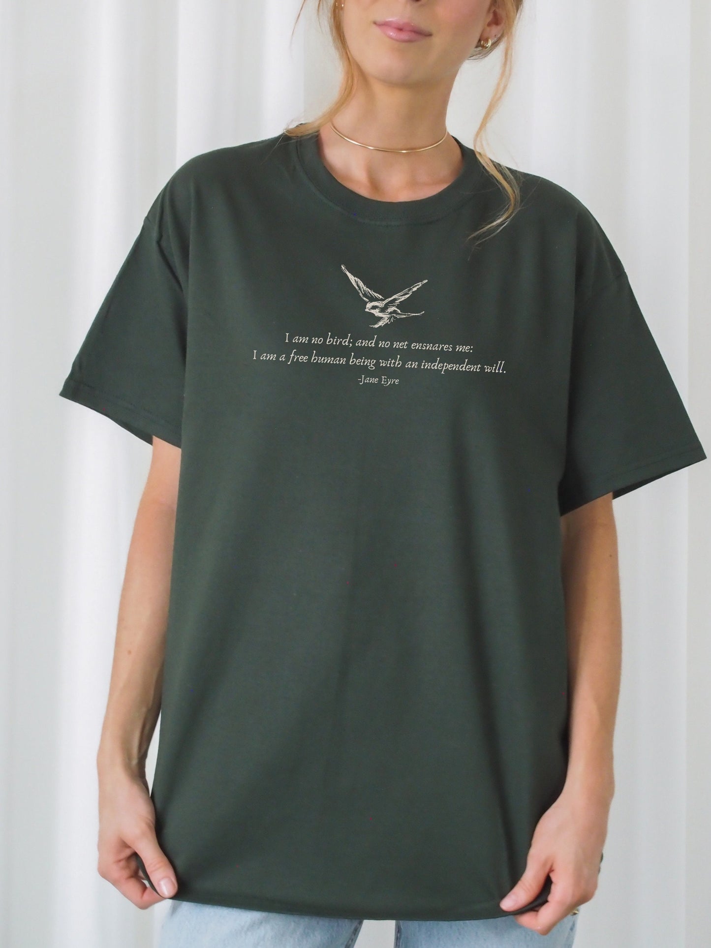 Jane Eyre I am no bird Dark Academia Literature Bookish Tshirt * book lover merch tee English teacher librarian gift Charlotte Bronte quote