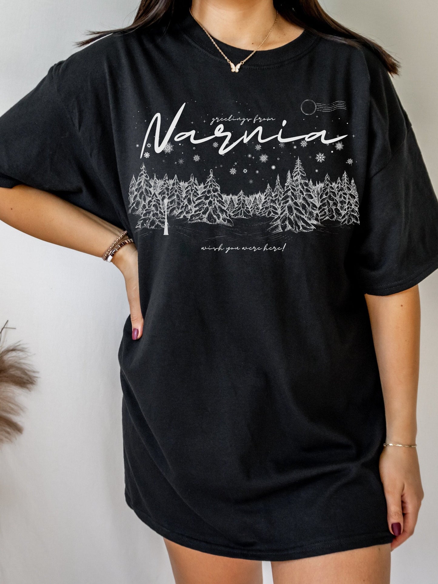 Greetings from Narnia wish you were here postcard retro tee shirt * Bookish Book Lover Merch Gift for Readers * aslan courage dear heart
