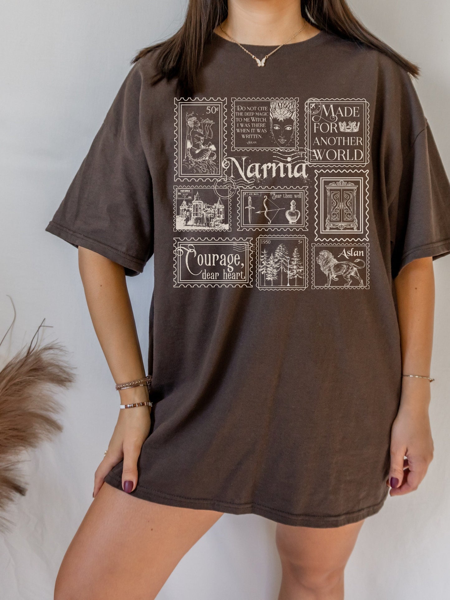 Narnia Stamp Collection Tee Shirt Tshirt * Lion Witch Wardrobe CS Lewis * Greetings from Narnia Postcard Book Fandom Merch Bookish Gift
