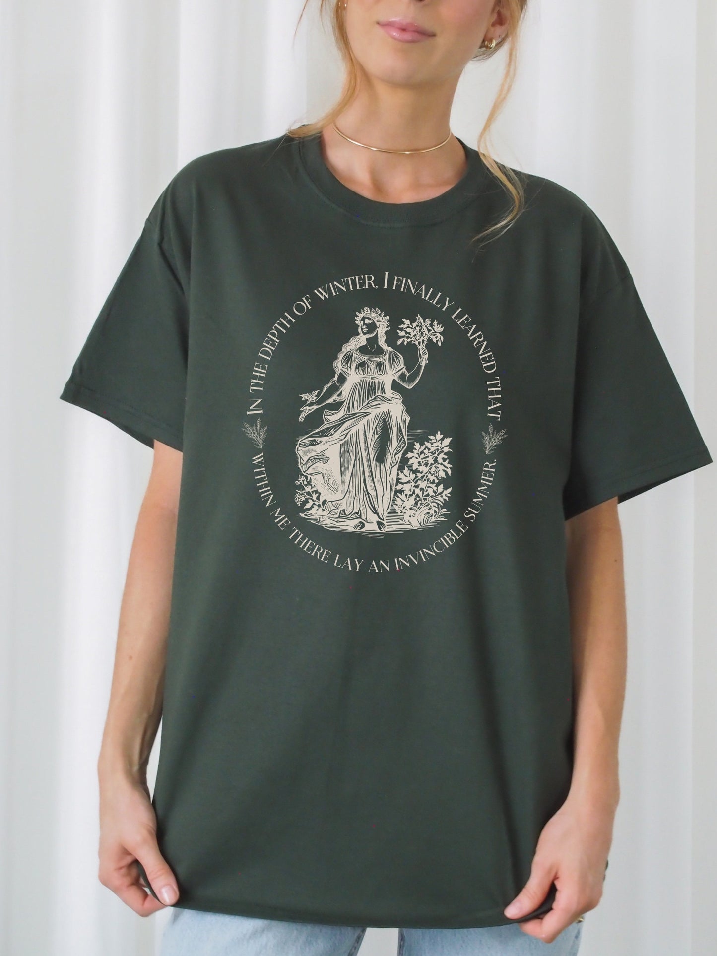 Demeter Harvest Goddess Tshirt * Albert Camus Summer Quote Illiad Greek Mythology Tee Shirt * Dark Academia Aesthetic Witchy Mental Health