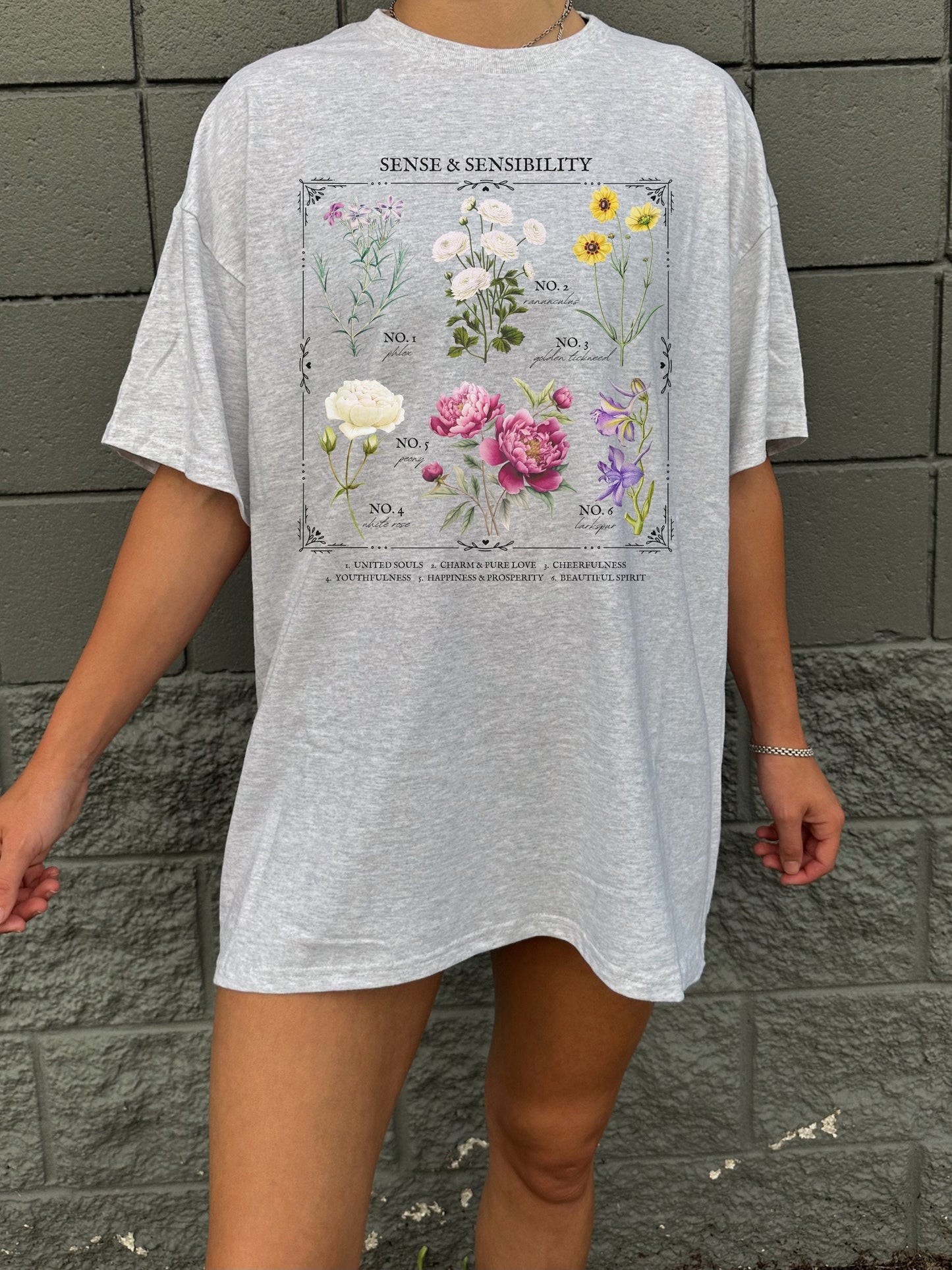 Jane Austen Sense & Sensibility Literary Flower Chart tee shirt Cottagecore Literature Bookish Book Fandom Merch Lover Gift pemberley darcy