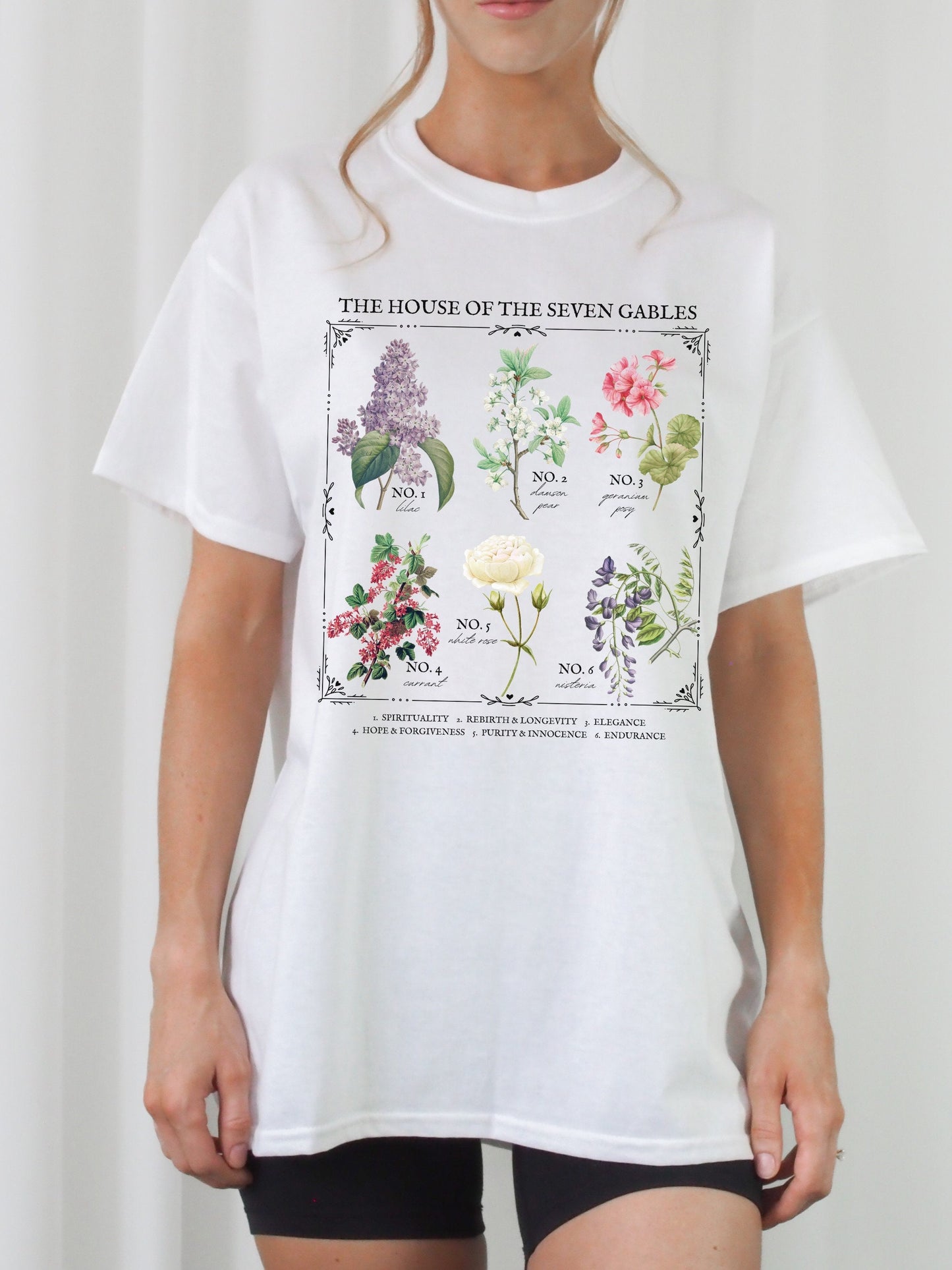 House of the Seven Gables Literary Flower Chart * Herbology Floral Tee Tshirt Salem Witch Bookish Merch Gift Gothic Literature Dark Academia