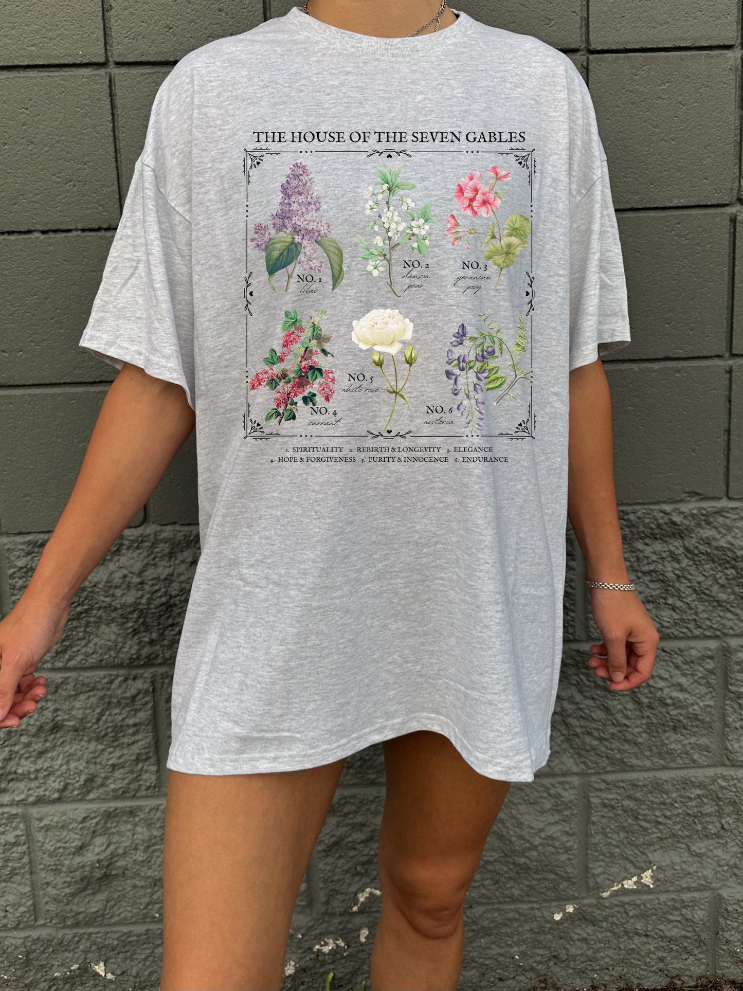 House of the Seven Gables Literary Flower Chart * Herbology Floral Tee Tshirt Salem Witch Bookish Merch Gift Gothic Literature Dark Academia