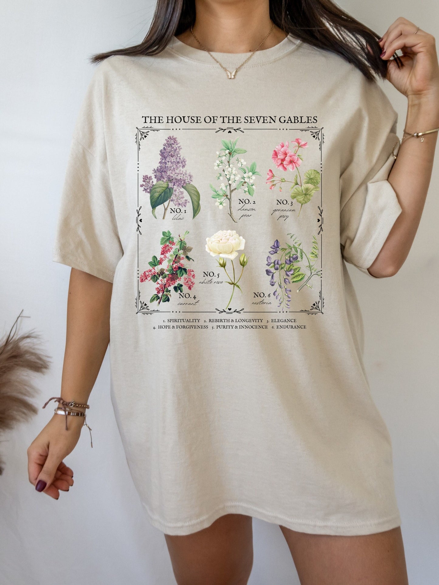 House of the Seven Gables Literary Flower Chart * Herbology Floral Tee Tshirt Salem Witch Bookish Merch Gift Gothic Literature Dark Academia