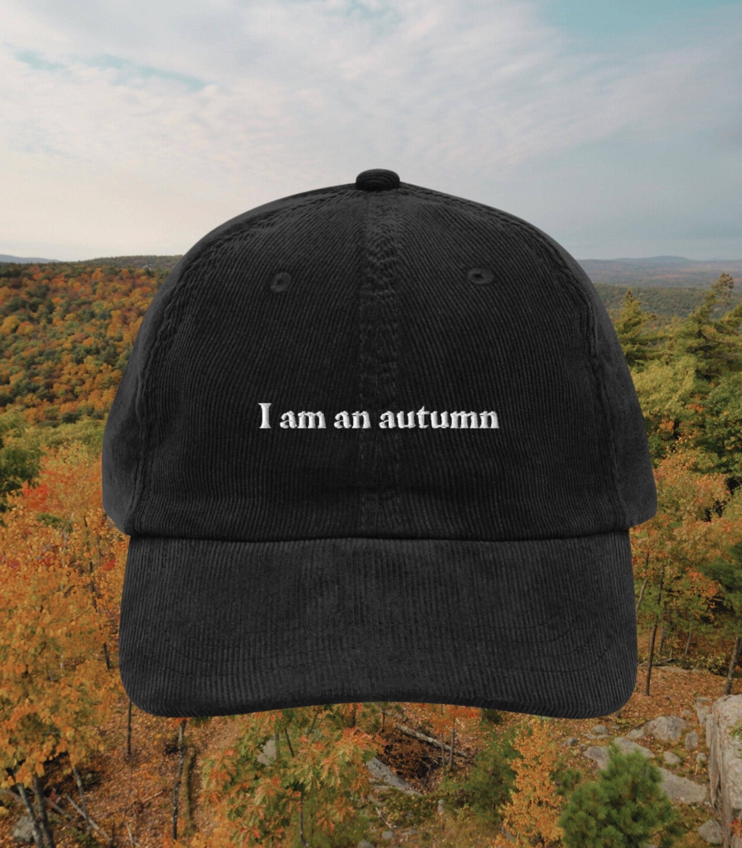 I am an autumn embroidered corduroy dad hat * stars hollow gilmore fall luke's diner in omnia paratus * downtown girl aesthetic