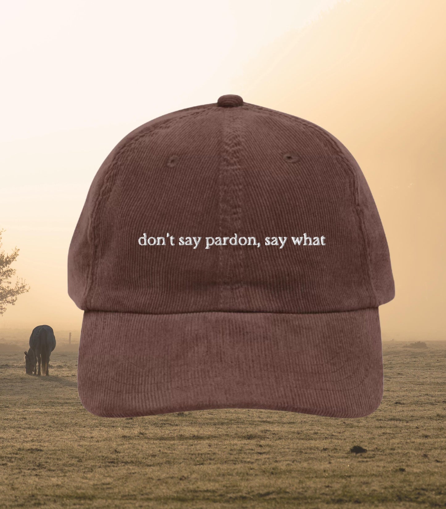 Don't say pardon, say what * Corduroy Embroidered Hat * Lady Jane Grey Book Fandom Merch * dudley enemies to lovers consider me withered
