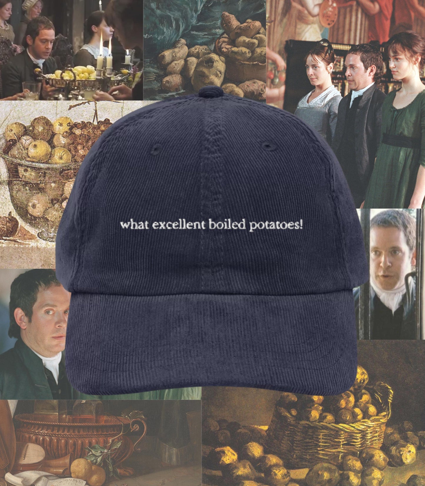 Pride & Prejudice What Excellent Boiled Potatoes Corduroy Embroidered Dad Hat * mr collins mr darcy elizabeth Bookish Gift Jane Austen Merch