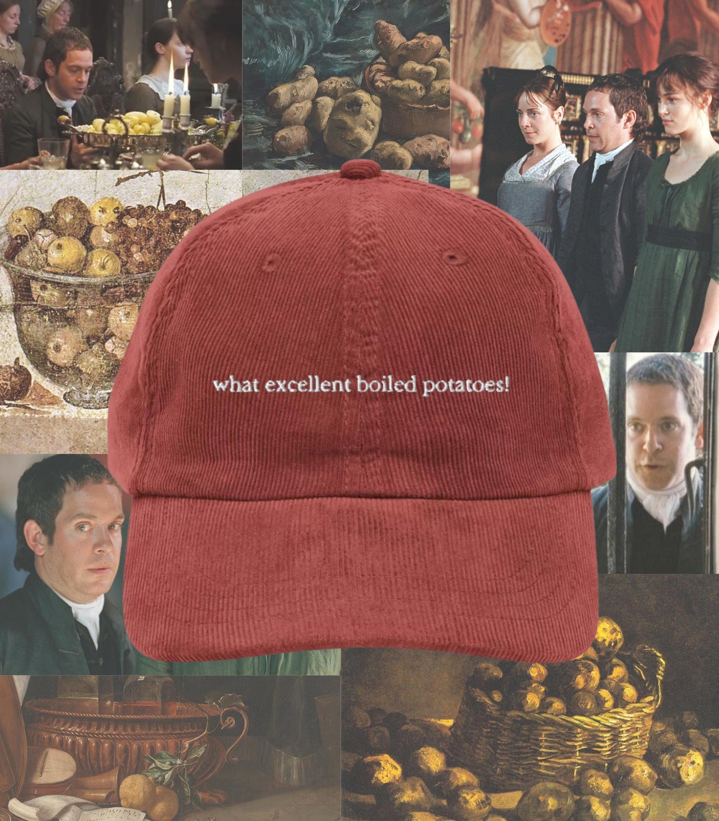 Pride & Prejudice What Excellent Boiled Potatoes Corduroy Embroidered Dad Hat * mr collins mr darcy elizabeth Bookish Gift Jane Austen Merch