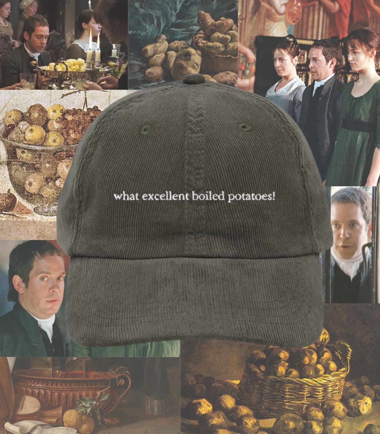 Pride & Prejudice What Excellent Boiled Potatoes Corduroy Embroidered Dad Hat * mr collins mr darcy elizabeth Bookish Gift Jane Austen Merch