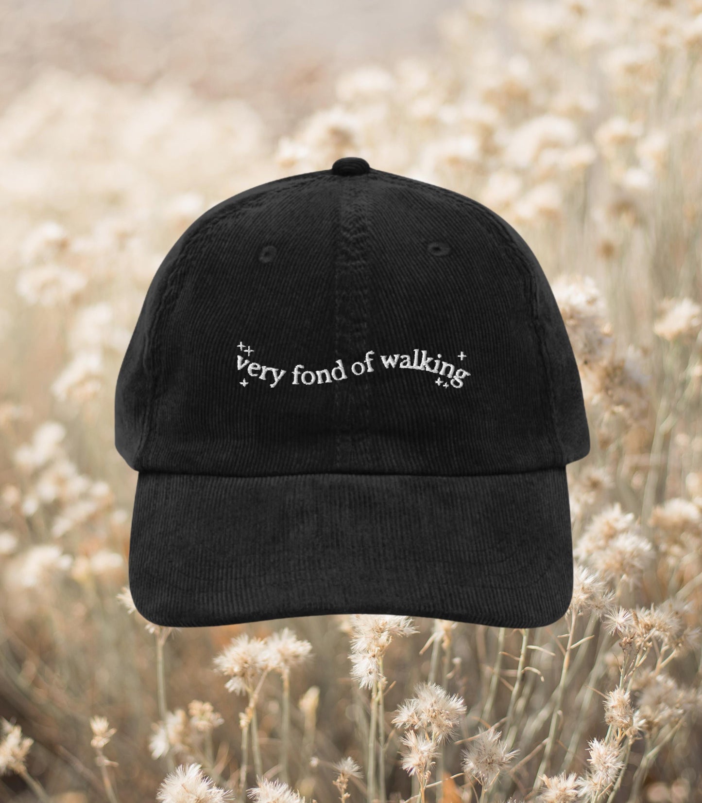Pride & Prejudice Fond of Walking Vintage Embroidered Corduroy Dad Hat * pemberley mr darcy * Literature Bookish Gift Jane Austen Merch