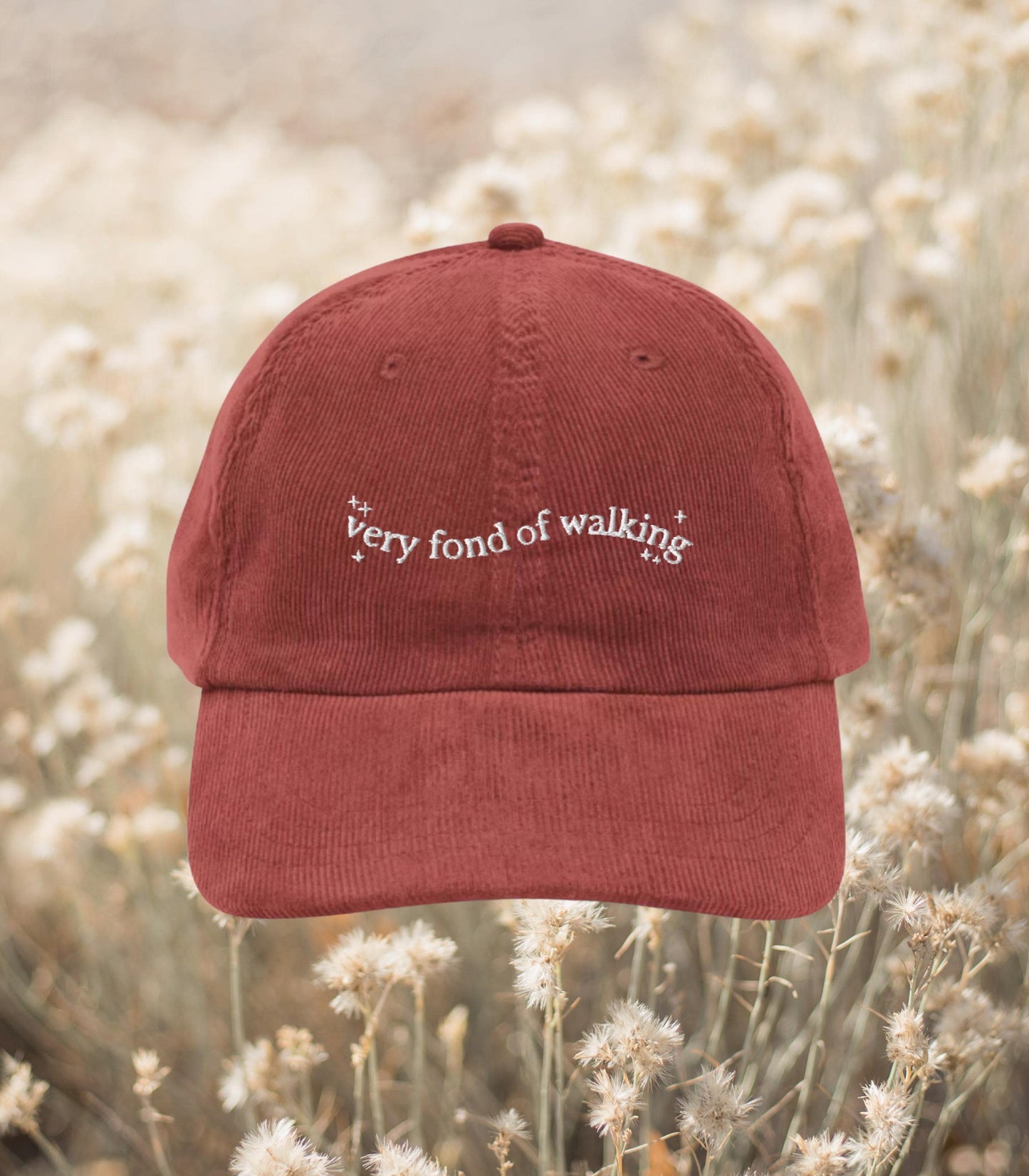 Pride & Prejudice Fond of Walking Vintage Embroidered Corduroy Dad Hat * pemberley mr darcy * Literature Bookish Gift Jane Austen Merch