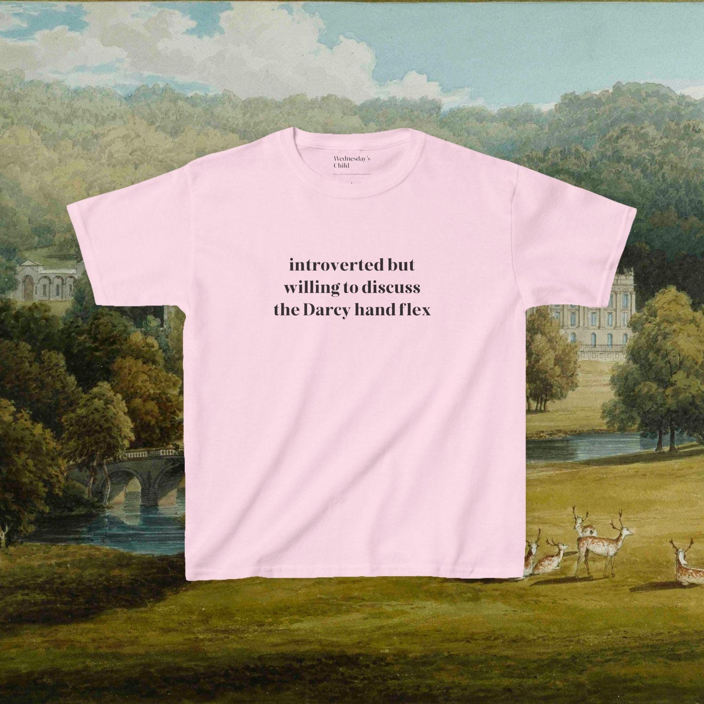 Pride & Prejudice Funny Introverted y2k Coquette Cotton Baby Tee * Jane Austen Merch Fandom Bookish Gift Pemberley Most Ardently Hand Flex