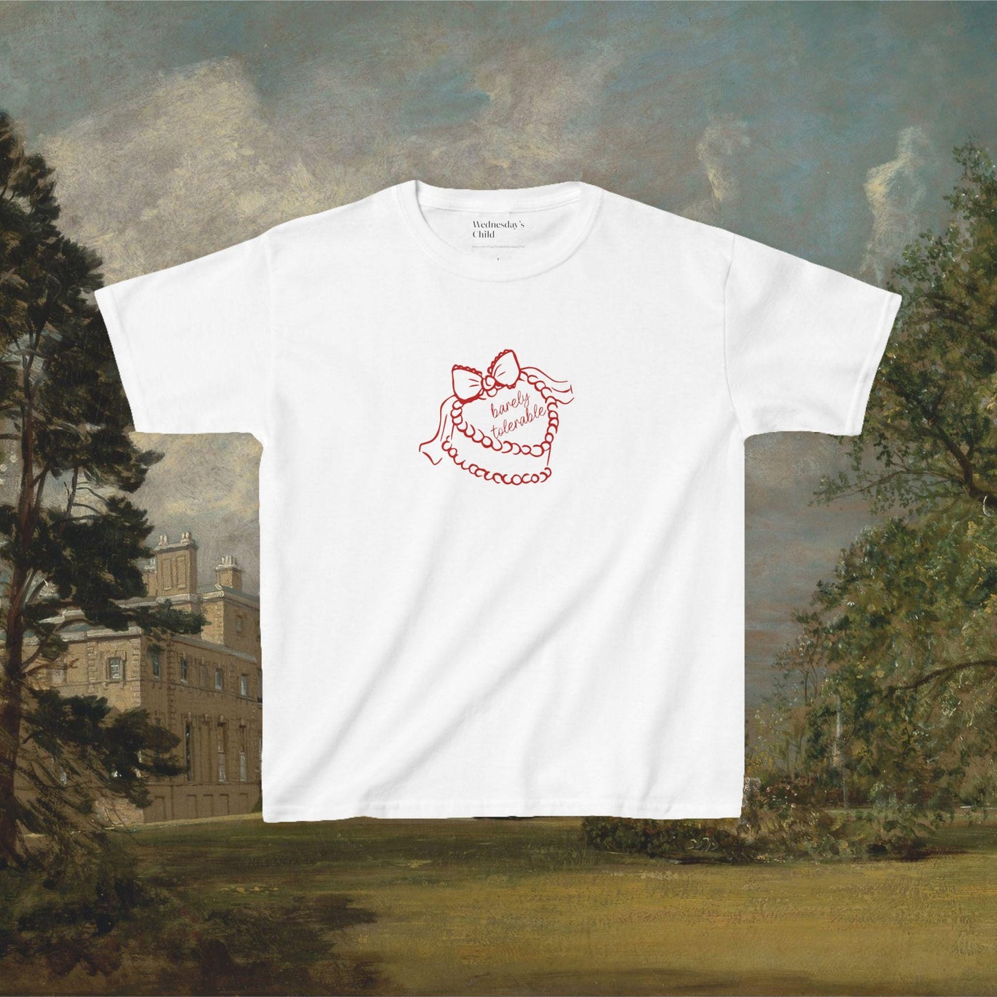 Pride & Prejudice Barely Tolerable Coquette Cake Cotton y2k Baby Tee * 20th Anniversary Mr Darcy Pemberley Jane Austen Movie Book Lover Gift