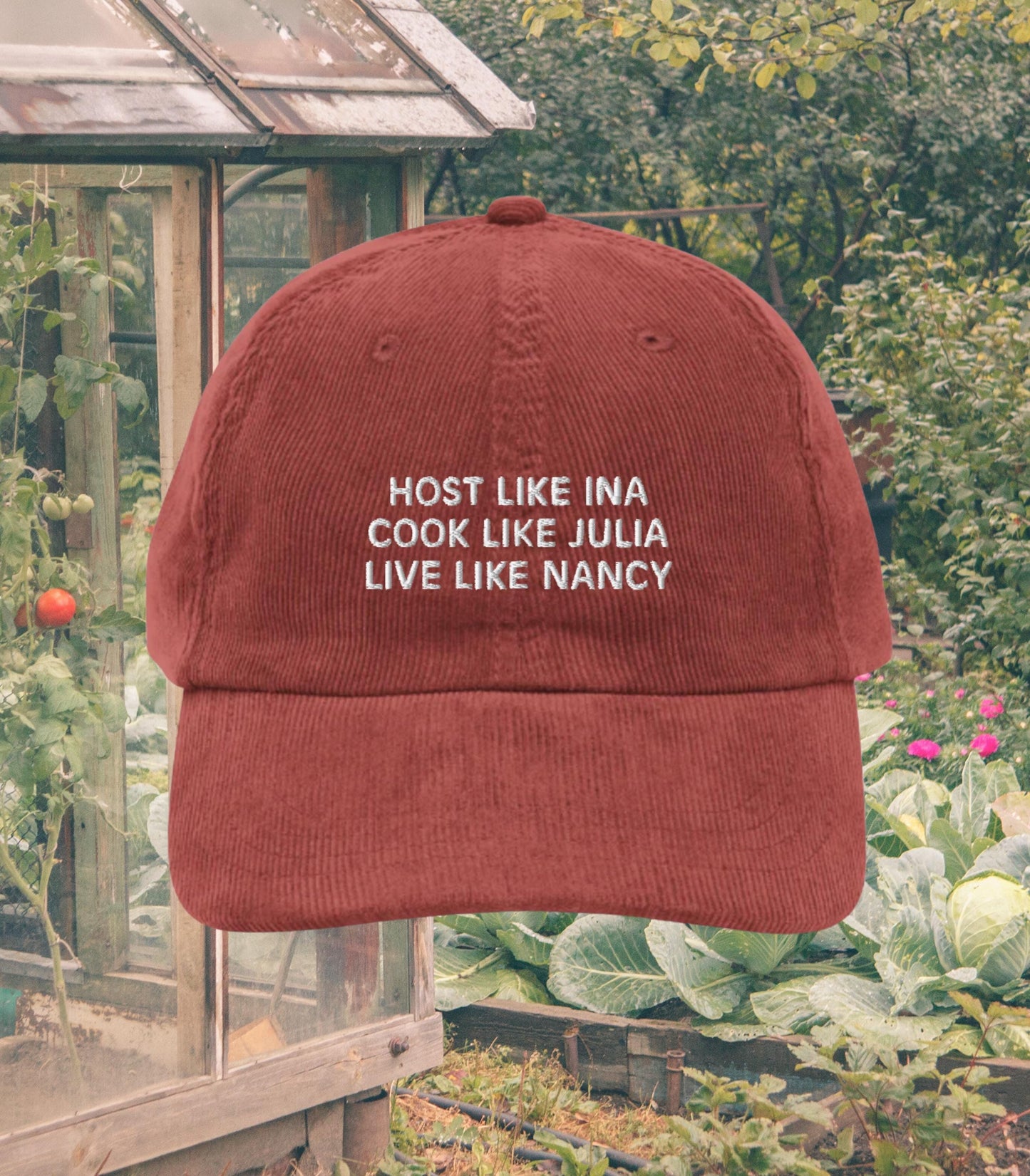 Host Like Ina Cook Like Julia Live Like Nancy Vintage corduroy dad hat * mother's day foodie hostess gift idea coastal grandmother aesthetic
