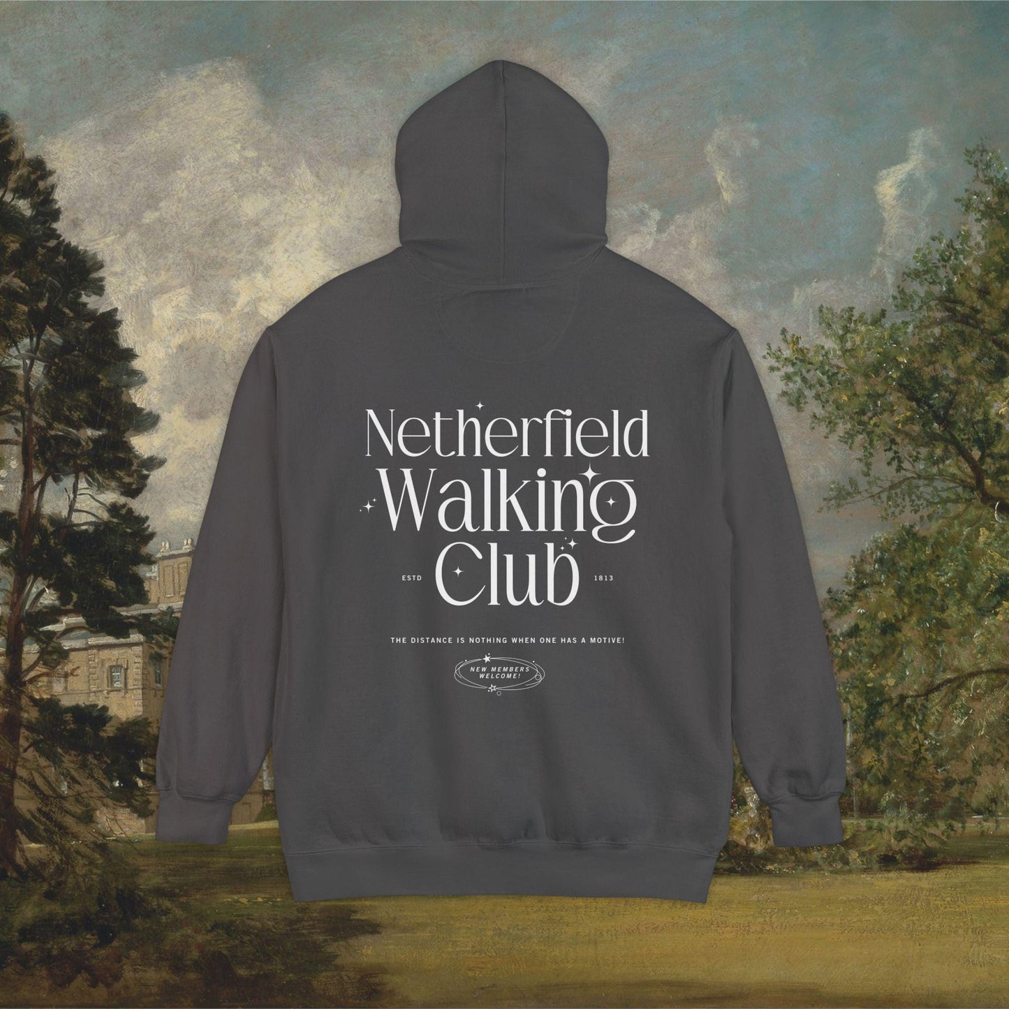 Pride & Prejudice Netherfield Walking Club Comfort Colors Hoodie * Fond of Walking Pemberley Mr Darcy Bookish Gift Jane Austen Merch
