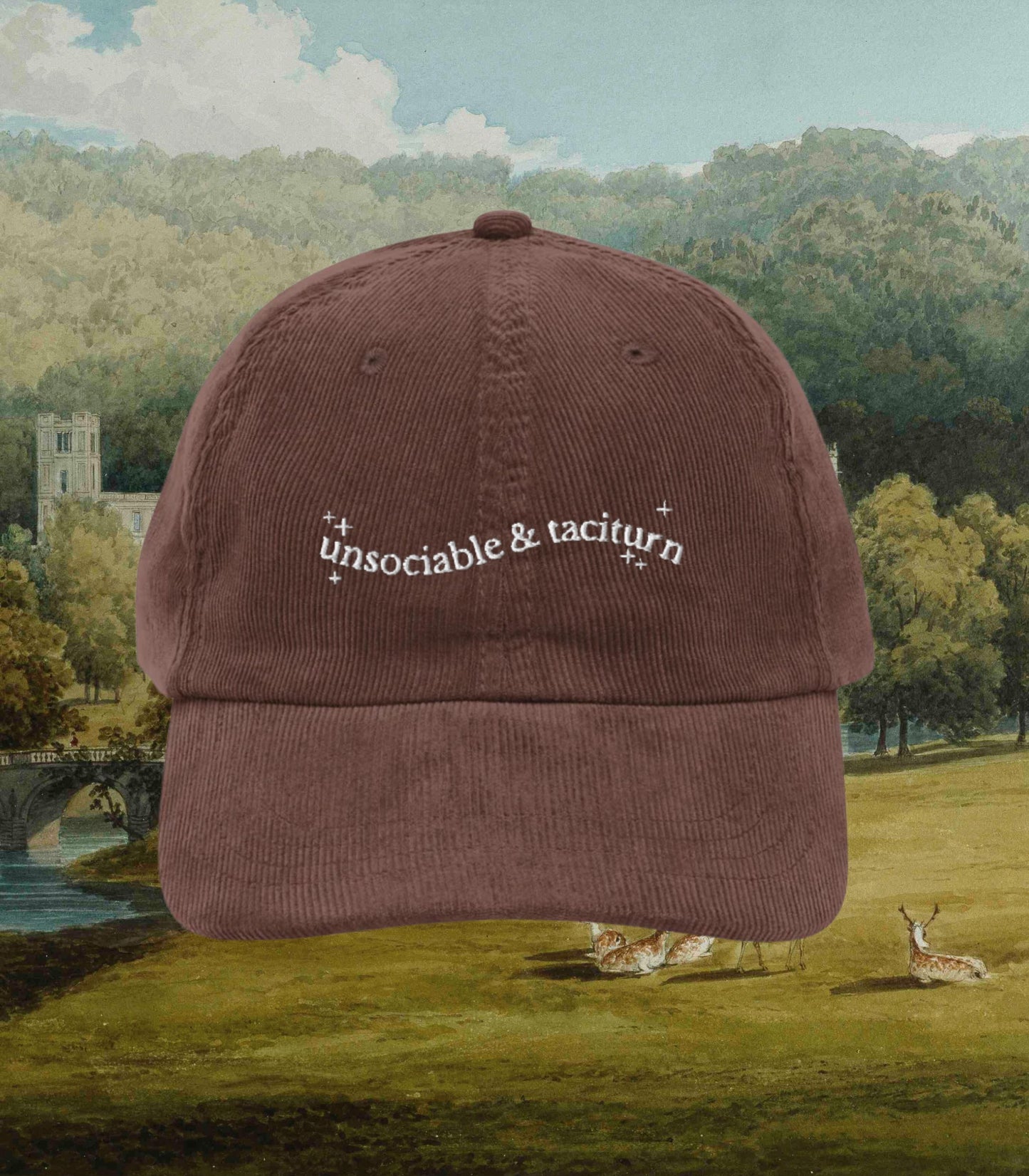 Pride & Prejudice Vintage Embroidered Corduroy Hat * unsociable taciturn pemberley mr darcy 20th Anniversary Bookish Gift Jane Austen Merch
