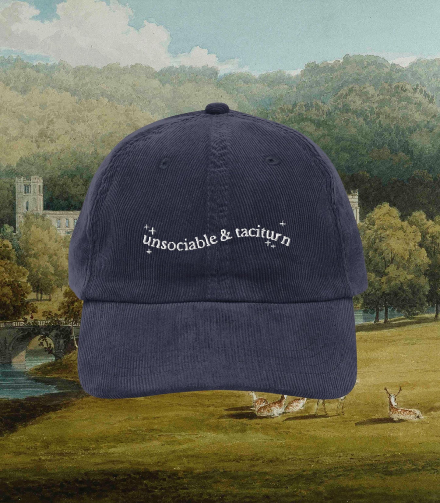 Pride & Prejudice Vintage Embroidered Corduroy Hat * unsociable taciturn pemberley mr darcy 20th Anniversary Bookish Gift Jane Austen Merch