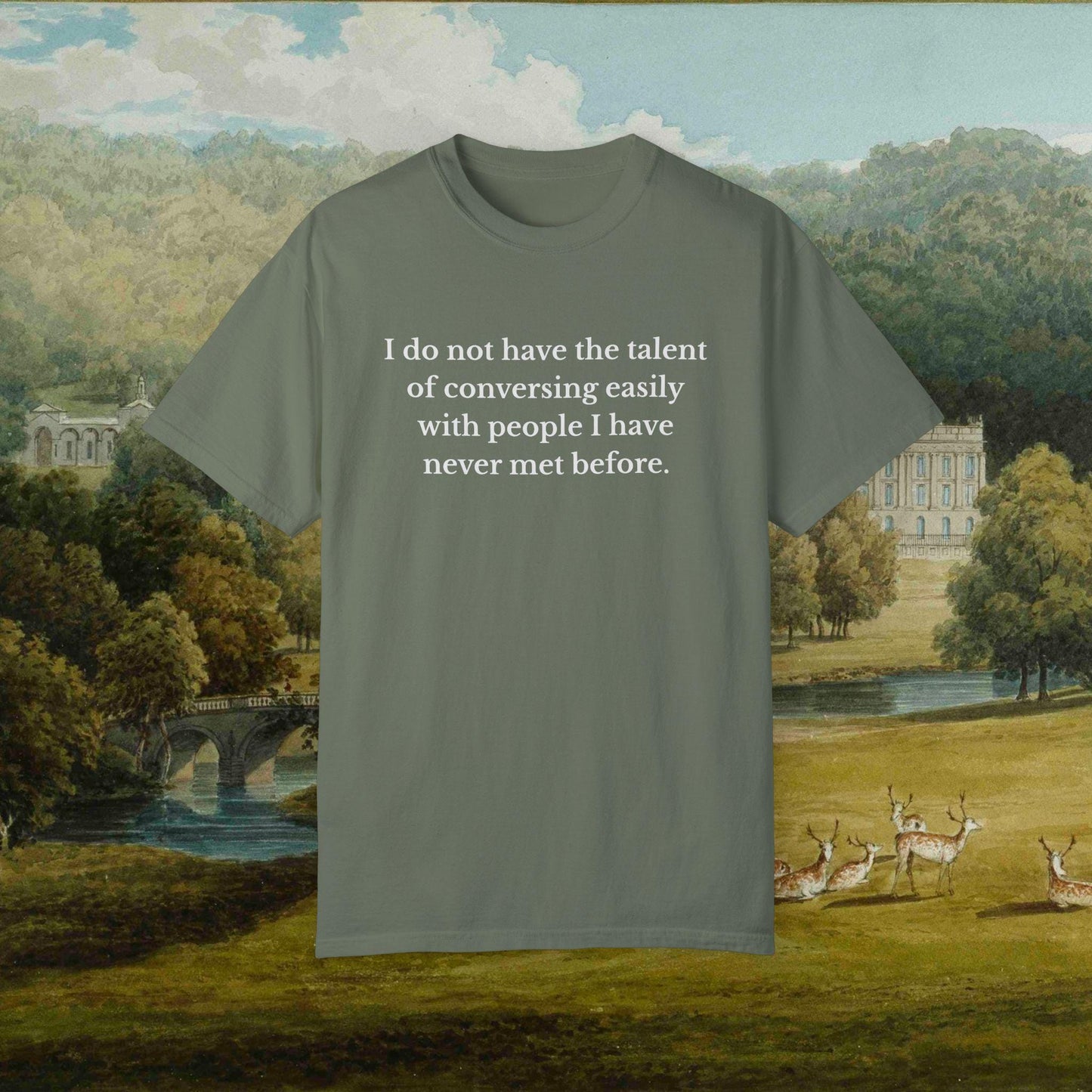 Pride & Prejudice Funny Introverted Cotton Colors Tee * Jane Austen 20th anniversary Merch Fandom Bookish Gift Pemberley Mr Darcy Hand Flex