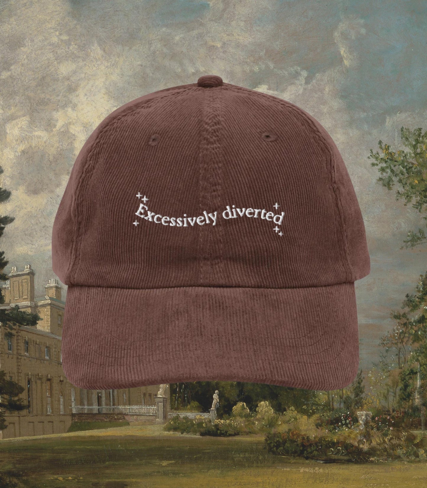Pride & Prejudice Excessively Diverted Embroidered Corduroy Dad Hat * 20th Anniversary Jane Austen Fandom Merch Pemberley Darcy Bookish Gift