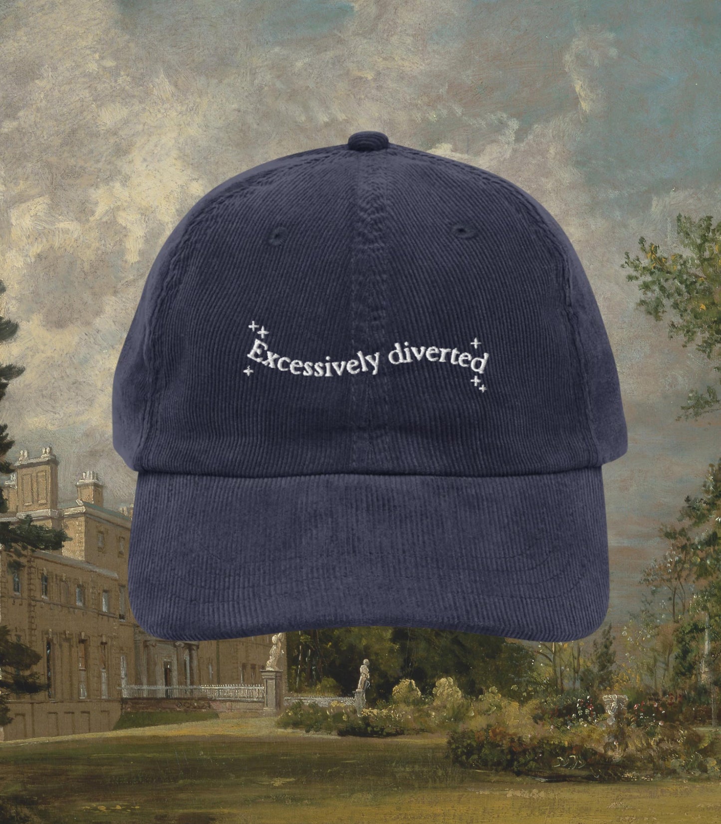 Pride & Prejudice Excessively Diverted Embroidered Corduroy Dad Hat * 20th Anniversary Jane Austen Fandom Merch Pemberley Darcy Bookish Gift