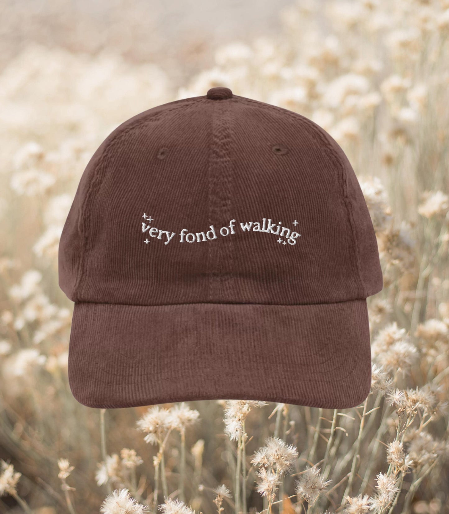 Pride & Prejudice Fond of Walking Vintage Embroidered Corduroy Dad Hat * pemberley mr darcy * Literature Bookish Gift Jane Austen Merch