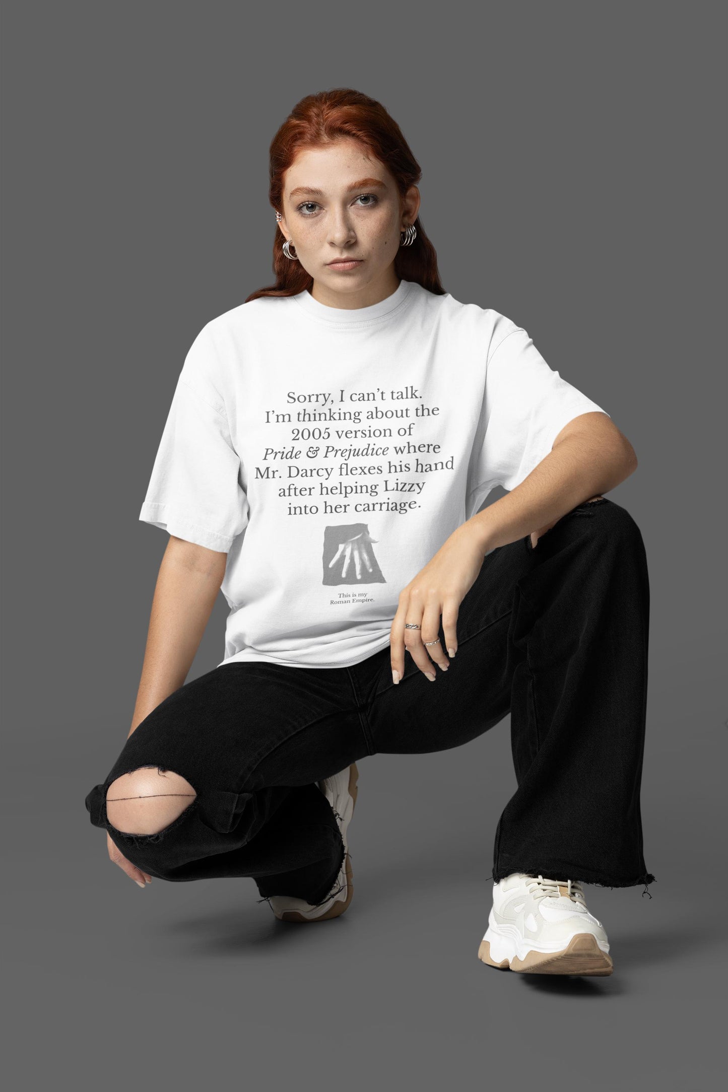 Pride & Prejudice Thinking About Mr Darcy's Hand Flex * 20th Anniversary Jane Austen Fandom Merch * Most Ardently Pemberley Band Tee