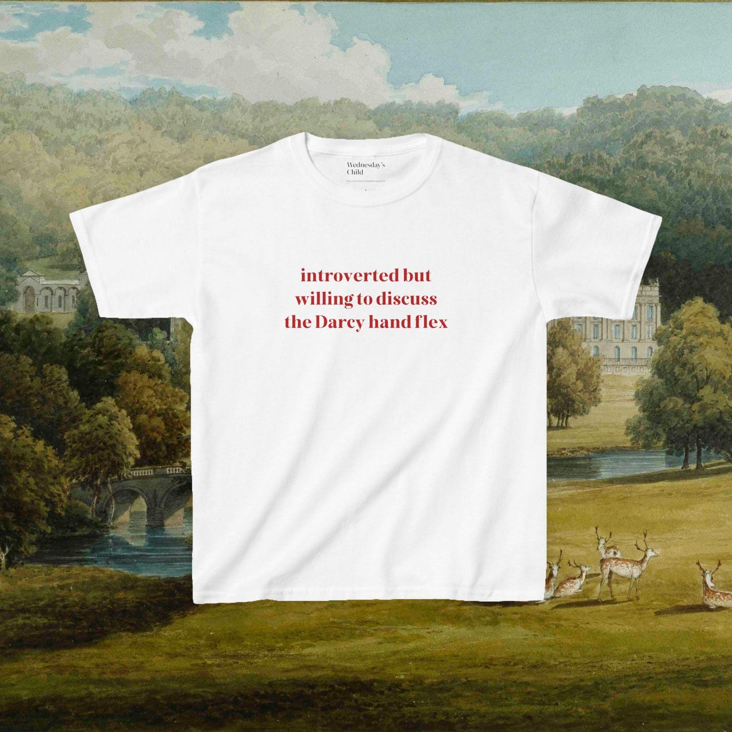 Pride & Prejudice Funny Introverted y2k Coquette Cotton Baby Tee * Jane Austen Merch Fandom Bookish Gift Pemberley Most Ardently Hand Flex