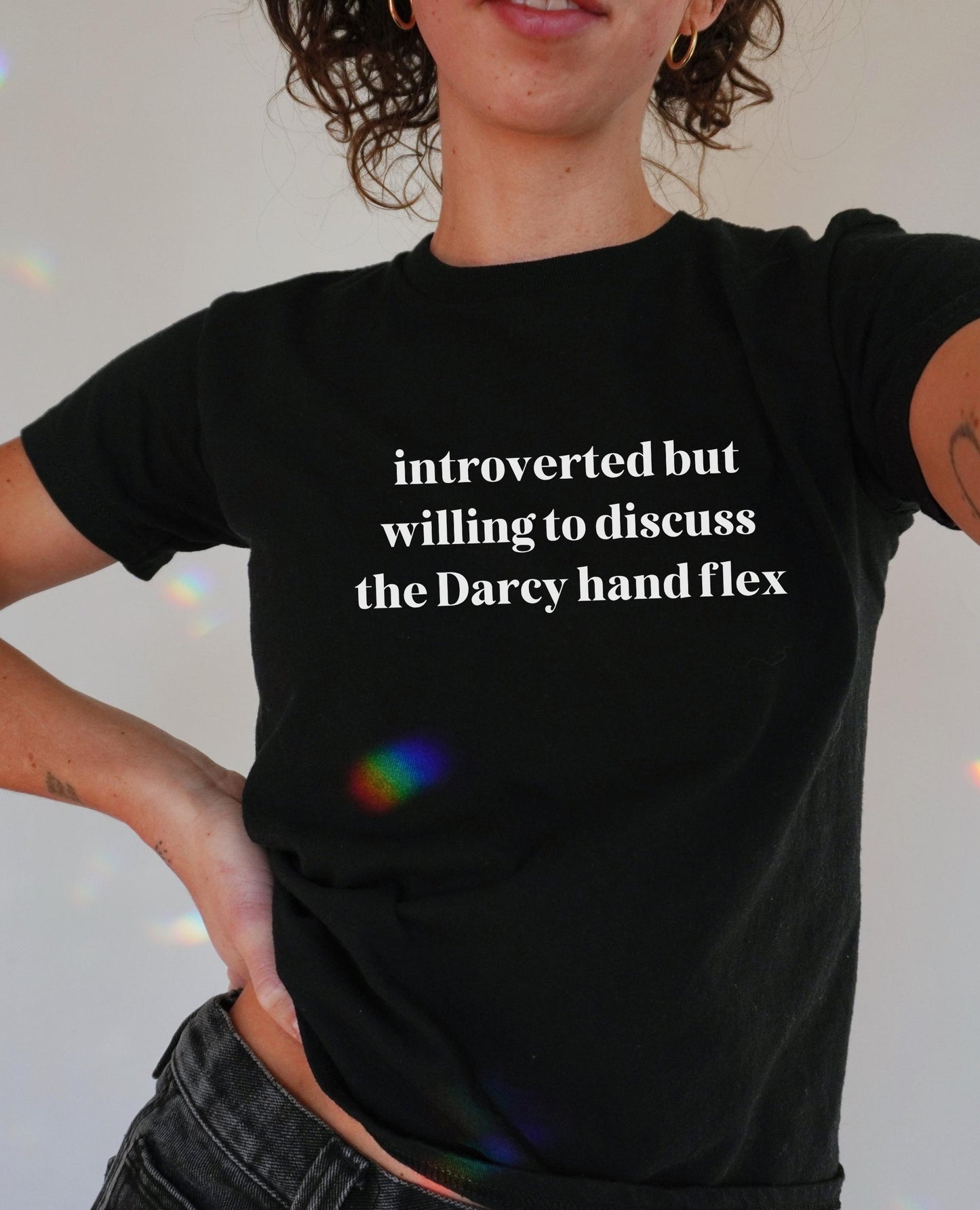 Pride & Prejudice Funny Introverted y2k Coquette Cotton Baby Tee * Jane Austen Merch Fandom Bookish Gift Pemberley Most Ardently Hand Flex