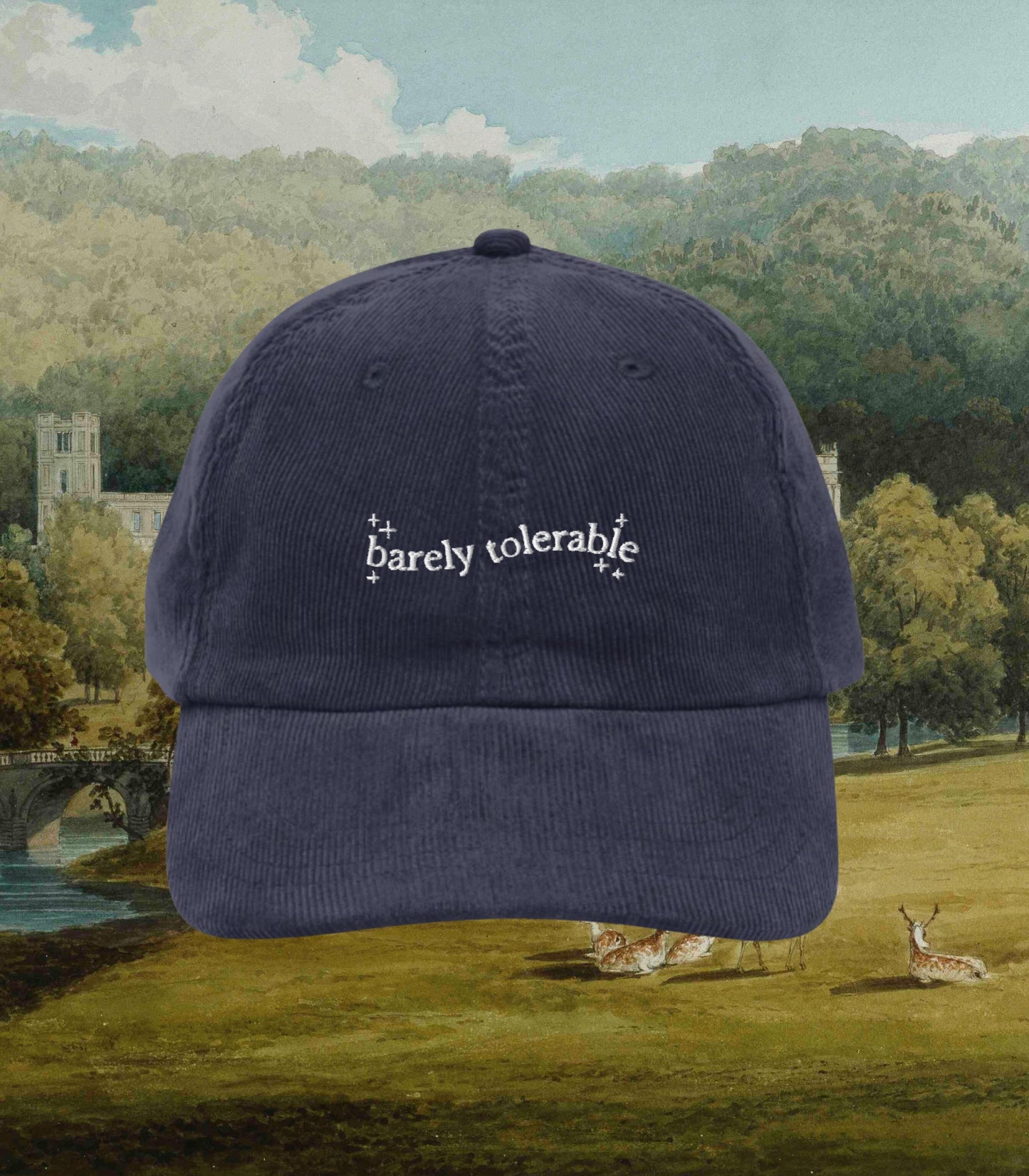 Pride & Prejudice Barely Tolerable Embroidered Corduroy Dad Hat * Pemberley Mr Darcy Aesthetic Bookish Gift Jane Austen Merch Librariancore