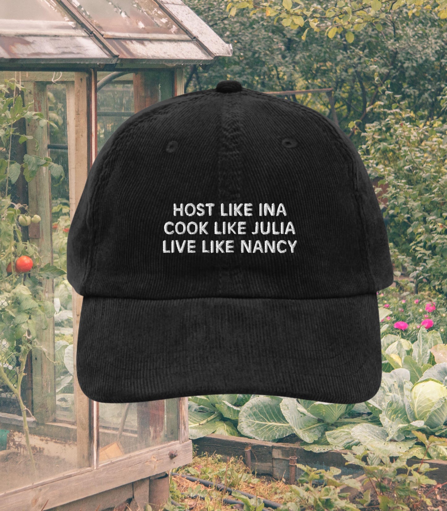 Host Like Ina Cook Like Julia Live Like Nancy Vintage corduroy dad hat * mother's day foodie hostess gift idea coastal grandmother aesthetic