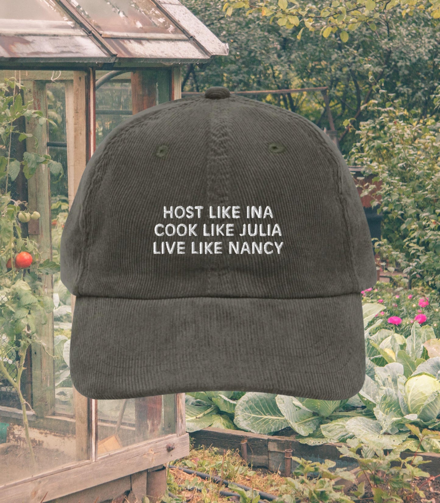 Host Like Ina Cook Like Julia Live Like Nancy Vintage corduroy dad hat * mother's day foodie hostess gift idea coastal grandmother aesthetic