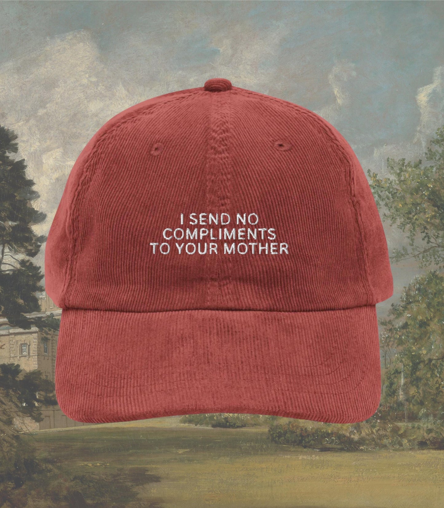 Pride & Prejudice Funny No Compliments to your Mother Embroidered Corduroy Hat * 20th Anniversary Mr Darcy Hand Flex Bennet Movie Lover Gift