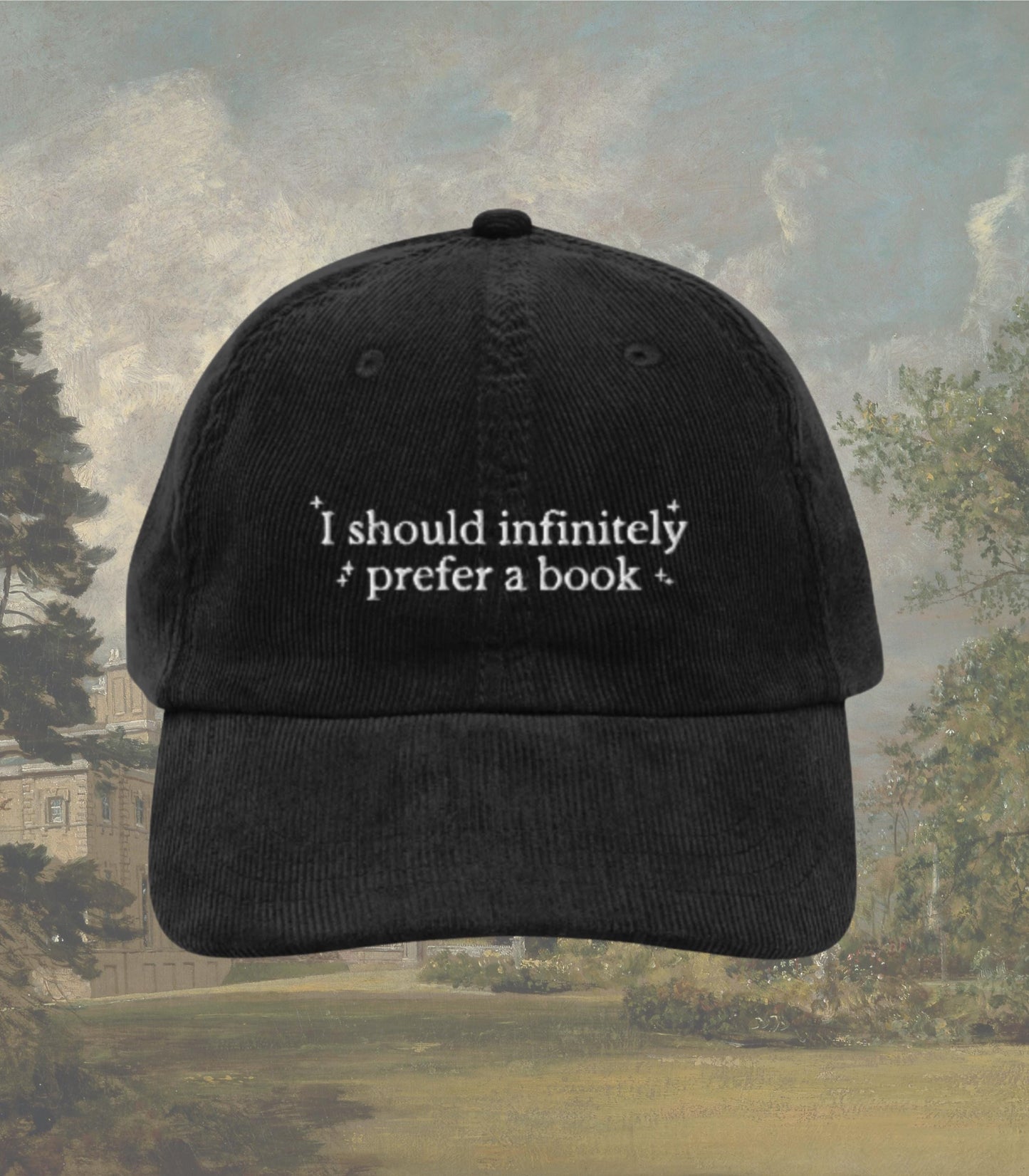 Pride & Prejudice Prefer a Book Embroidered Corduroy Dad Hat * 20th anniversary pemberley mr darcy Literary Bookish Gift Jane Austen Merch