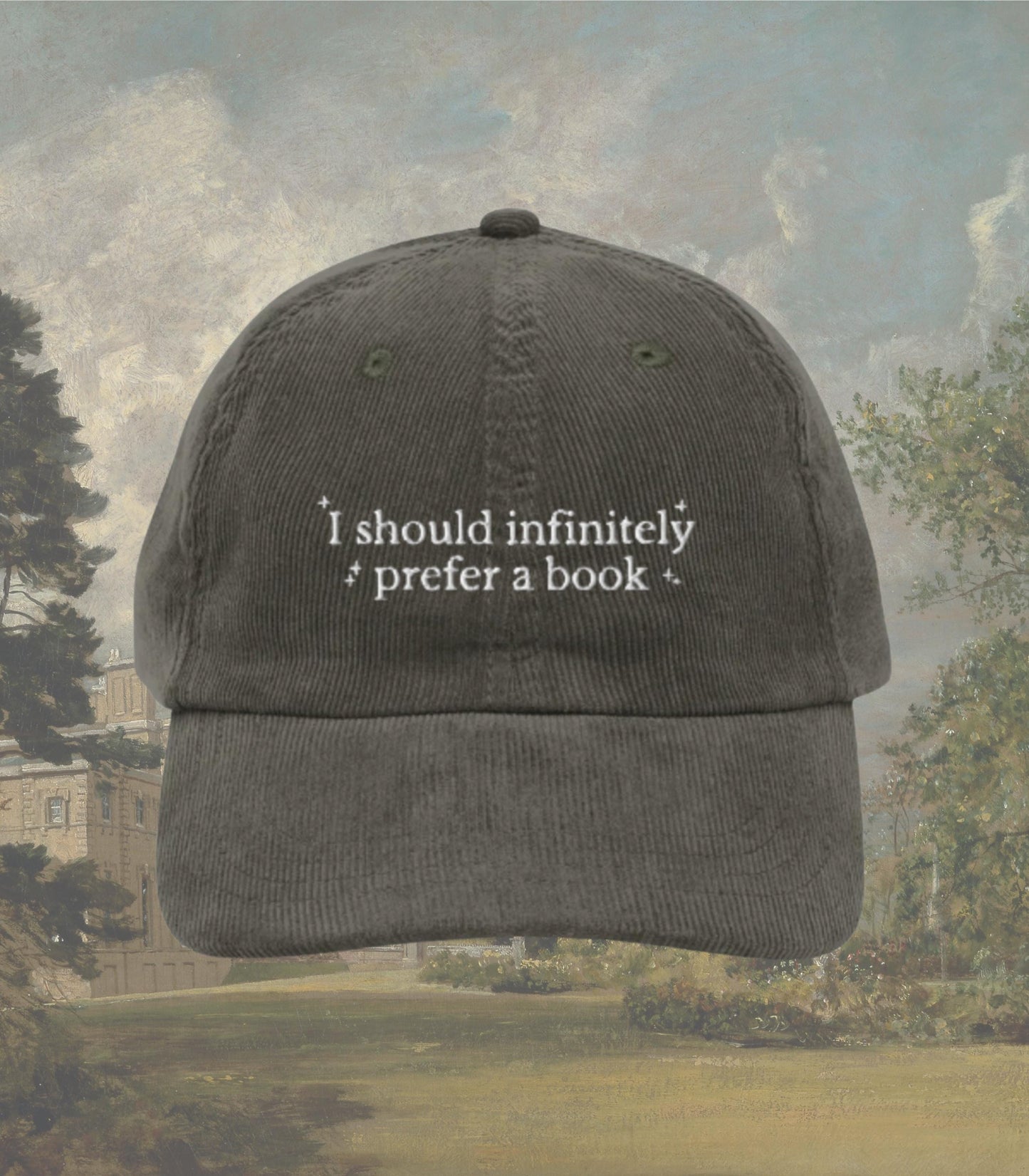 Pride & Prejudice Prefer a Book Embroidered Corduroy Dad Hat * 20th anniversary pemberley mr darcy Literary Bookish Gift Jane Austen Merch