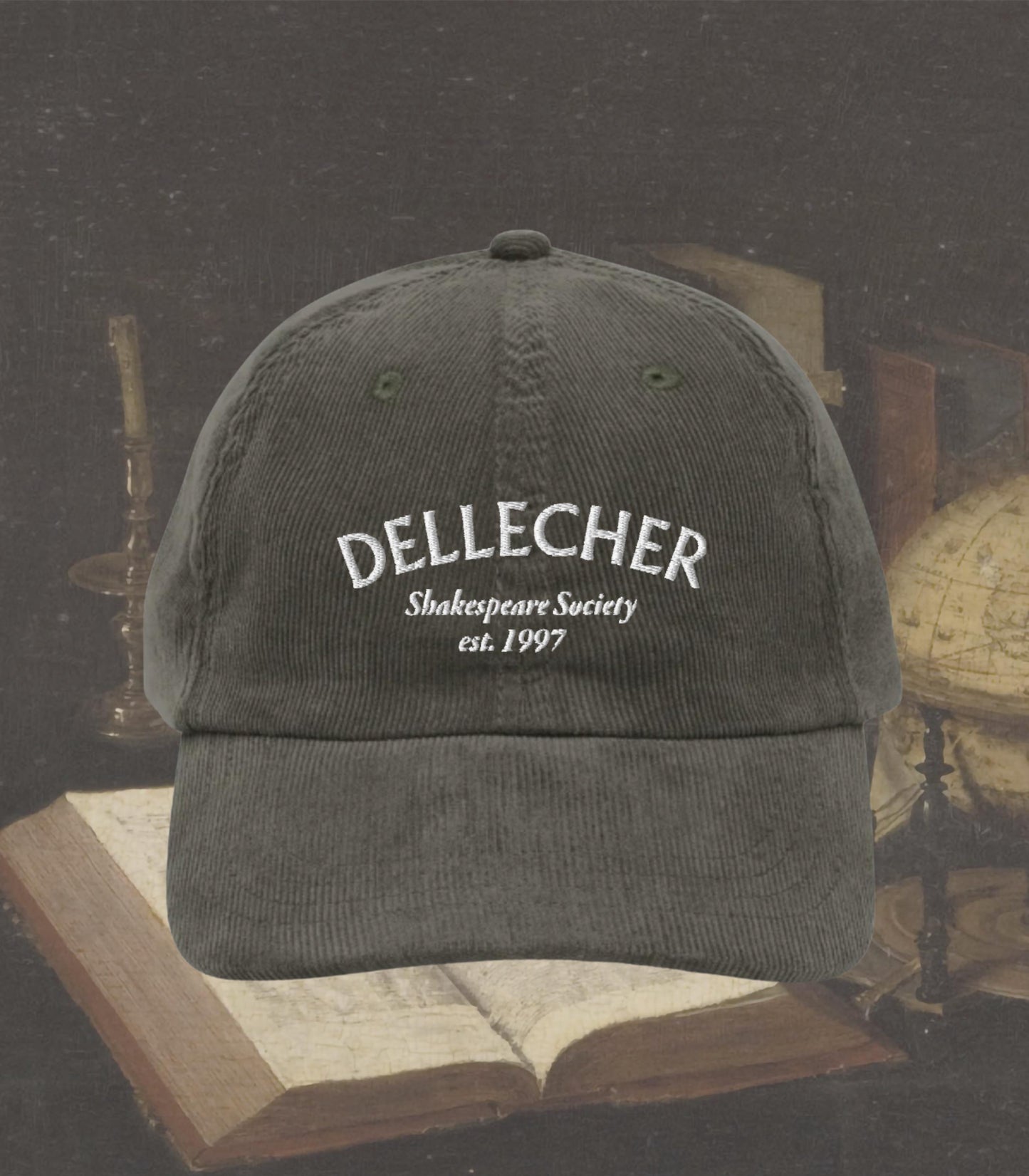 Dellecher Shakespeare Society Villains Embroidered Corduroy Hat * Dark Academia Aesthetic Subtle Bookish Gift Classic Lit Drama Theater