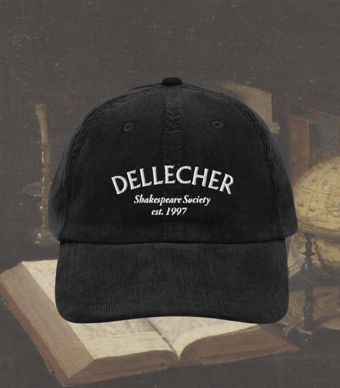 Dellecher Shakespeare Society Villains Embroidered Corduroy Hat * Dark Academia Aesthetic Subtle Bookish Gift Classic Lit Drama Theater