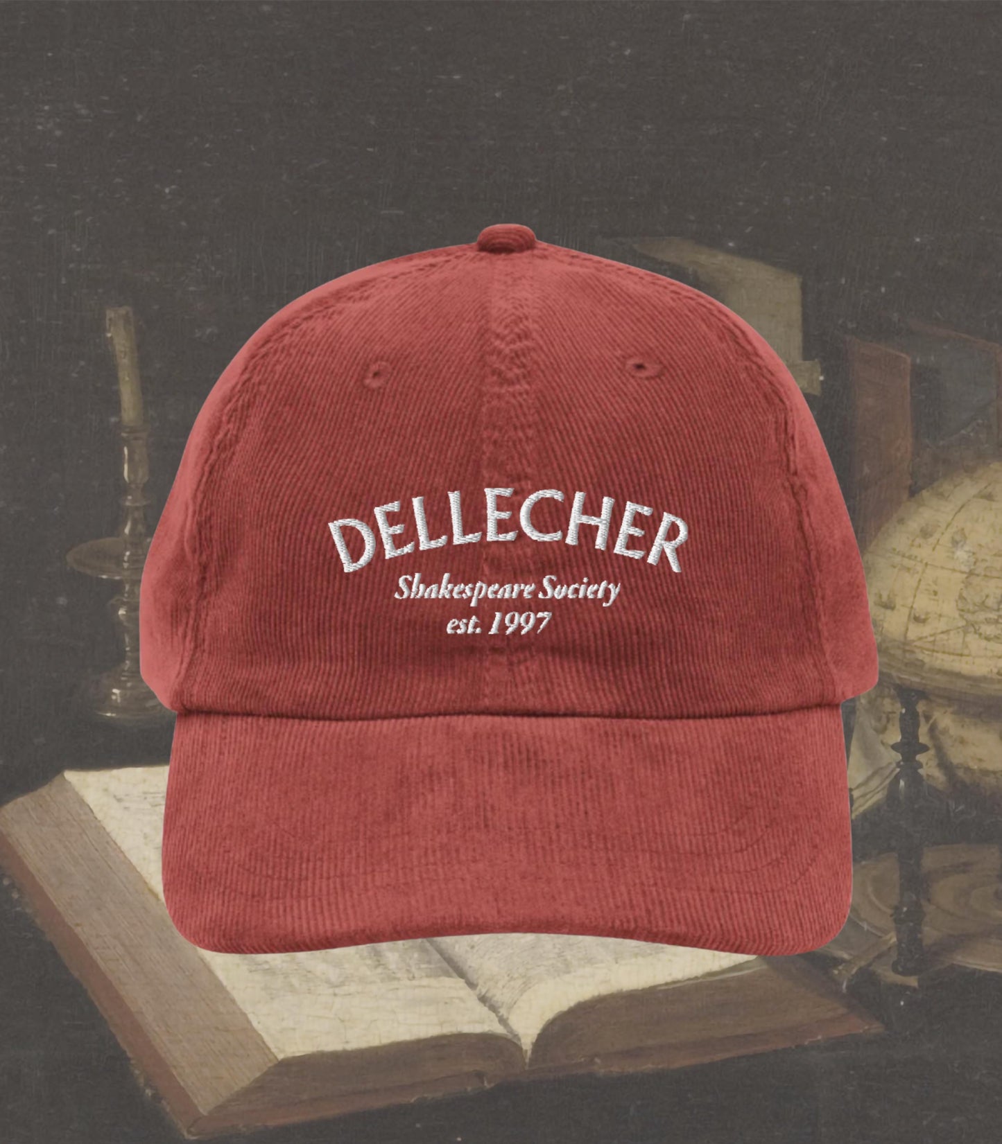 Dellecher Shakespeare Society Villains Embroidered Corduroy Hat * Dark Academia Aesthetic Subtle Bookish Gift Classic Lit Drama Theater